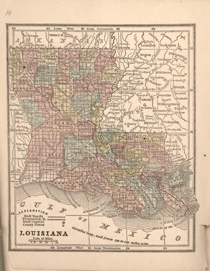 Louisiana from the Campaign Atlas, for 1861 : United States by Relic Map Company