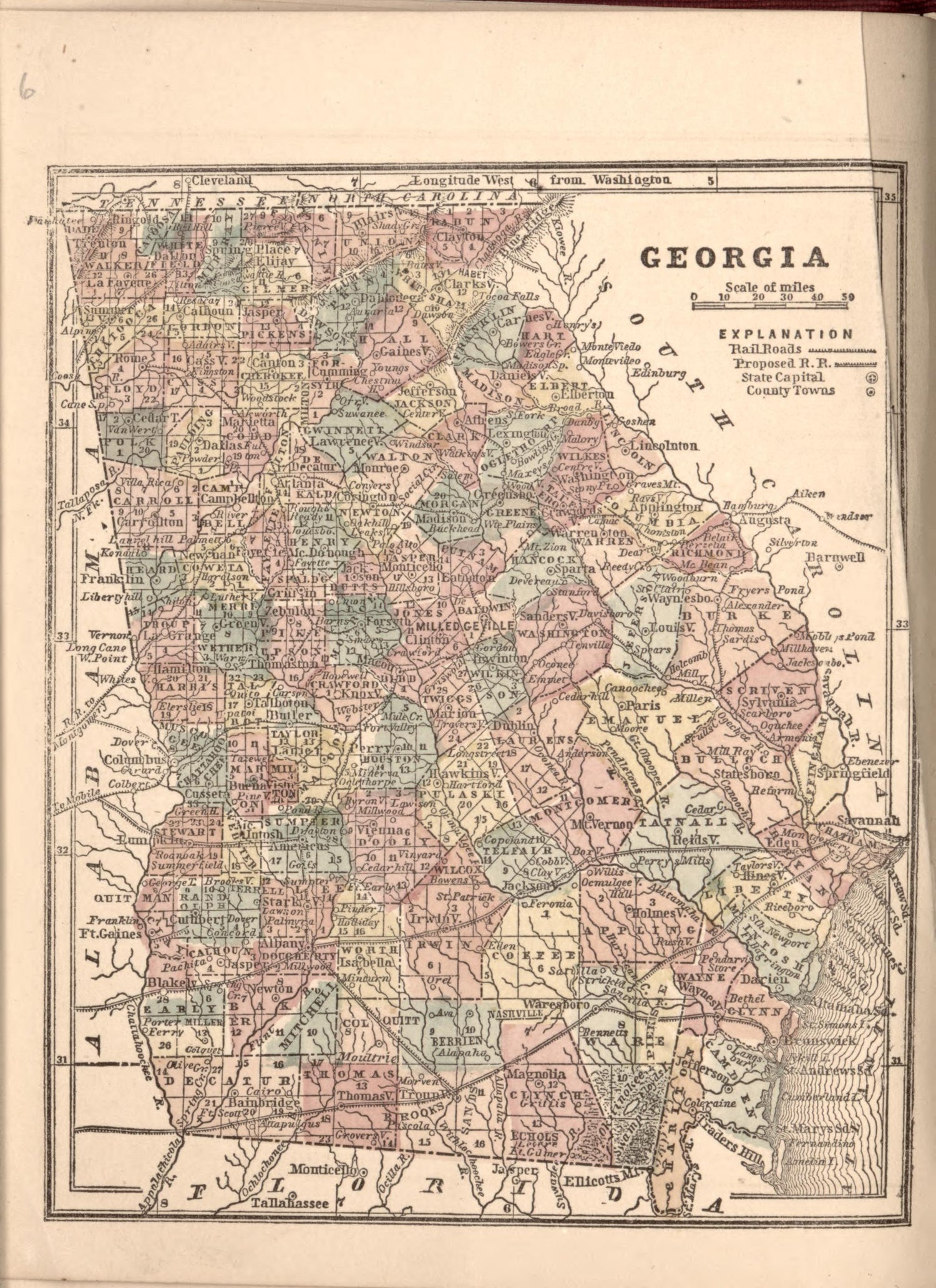 Georgia from the Campaign Atlas, for 1861 : United States by Relic Map Company