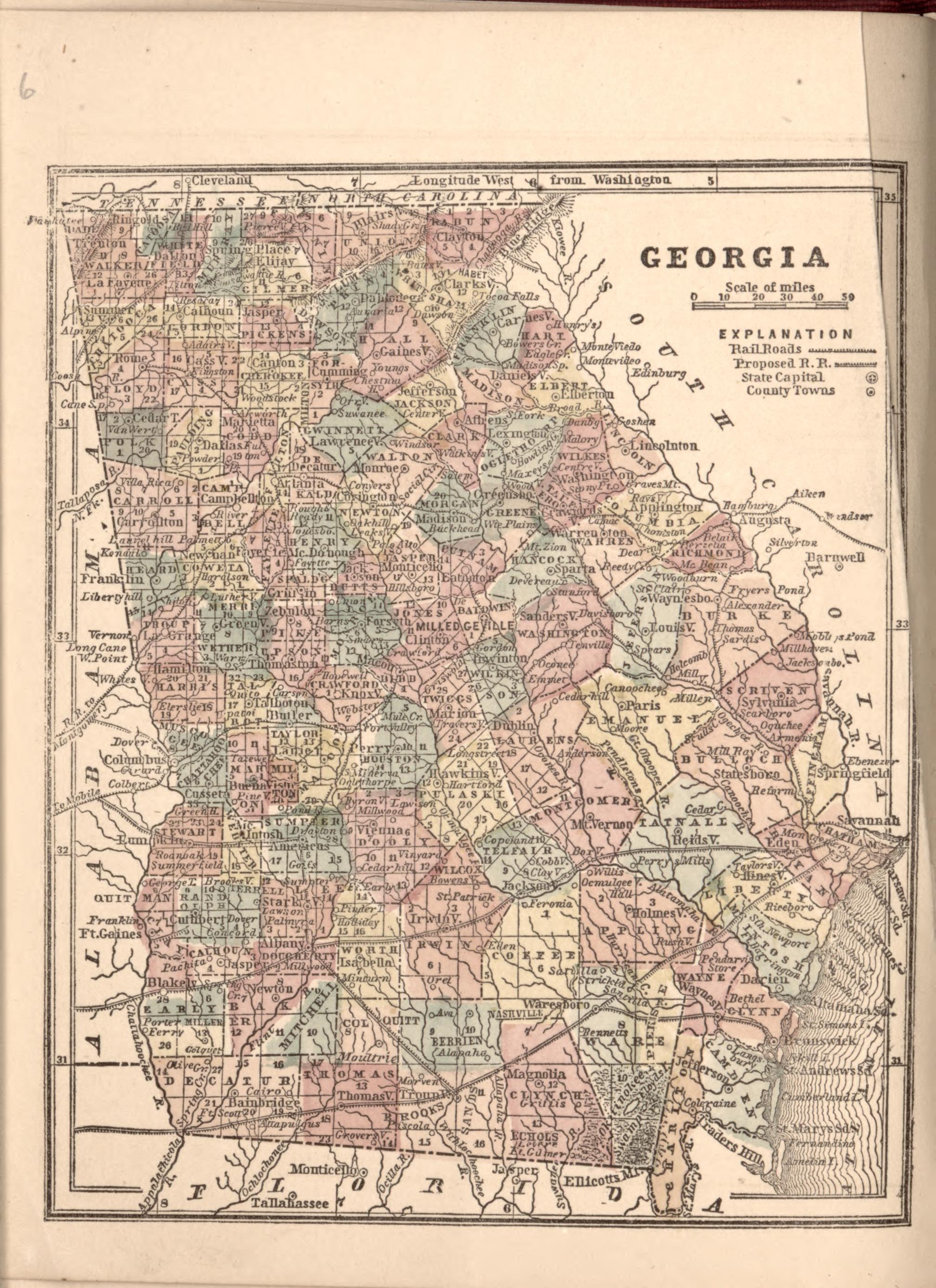 Georgia from the Campaign Atlas, for 1861 : United States by Relic Map Company