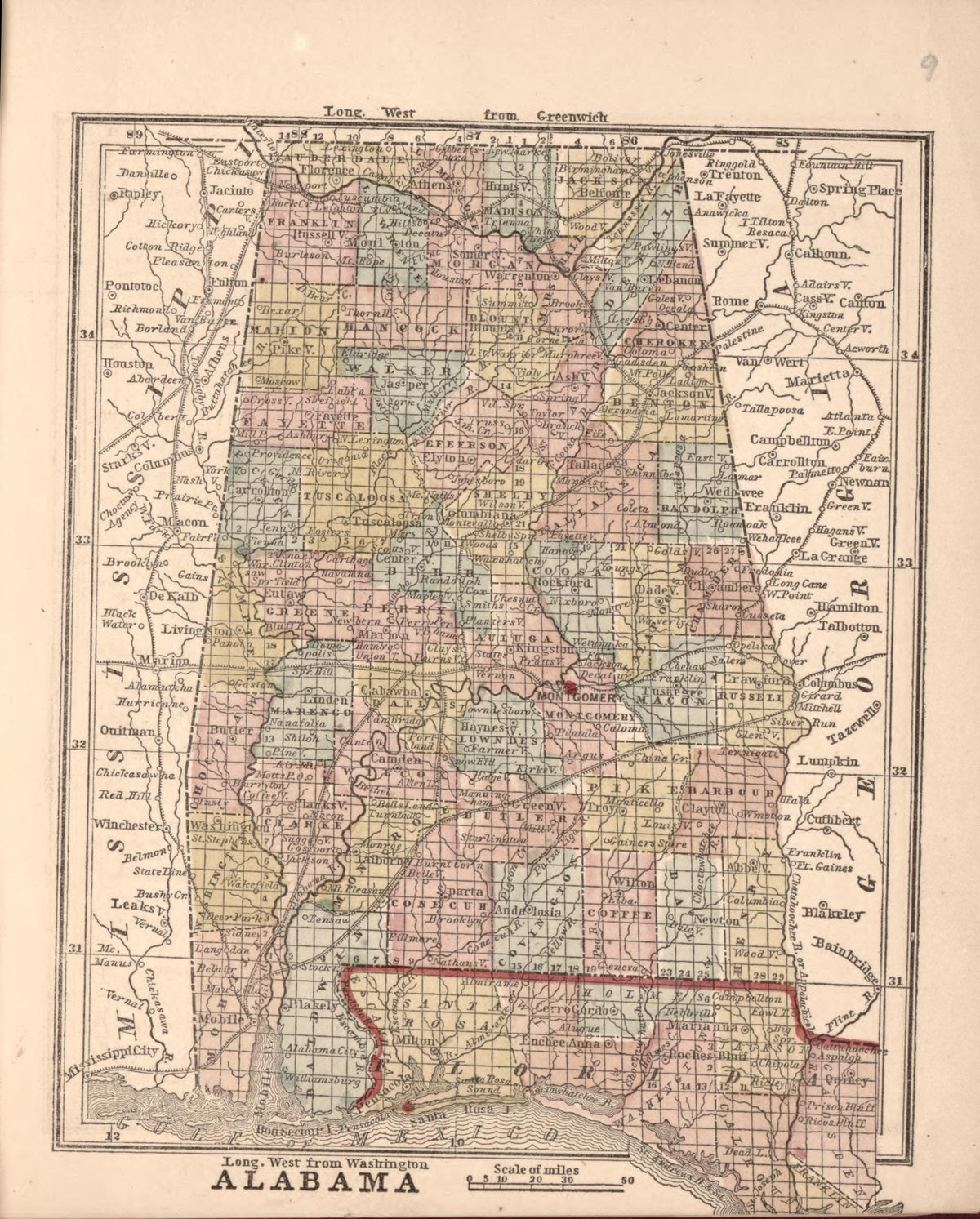 Alabama from the Campaign Atlas, for 1861 : United States by Relic Map Company