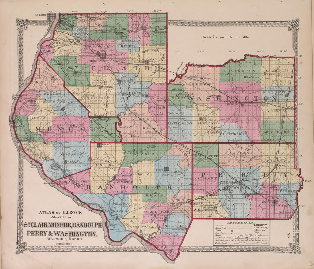 Atlas of Illinois--continued from Atlas of Marshall County and the State of Illinois : to Which Is Added an Atlas of the United States, Maps of the Hemispheres &amp;c. &amp;c. &amp;c 1870 by Relic Map Company