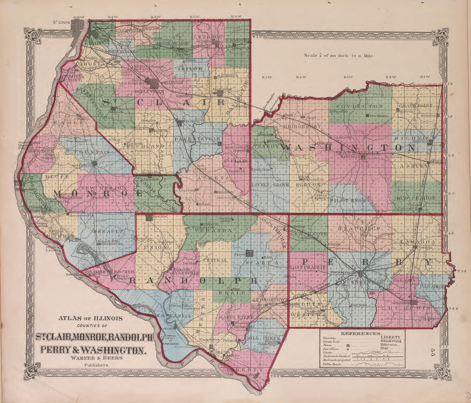 Atlas of Illinois--continued from Atlas of Marshall County and the State of Illinois : to Which Is Added an Atlas of the United States, Maps of the Hemispheres &amp;c. &amp;c. &amp;c 1870 by Relic Map Company
