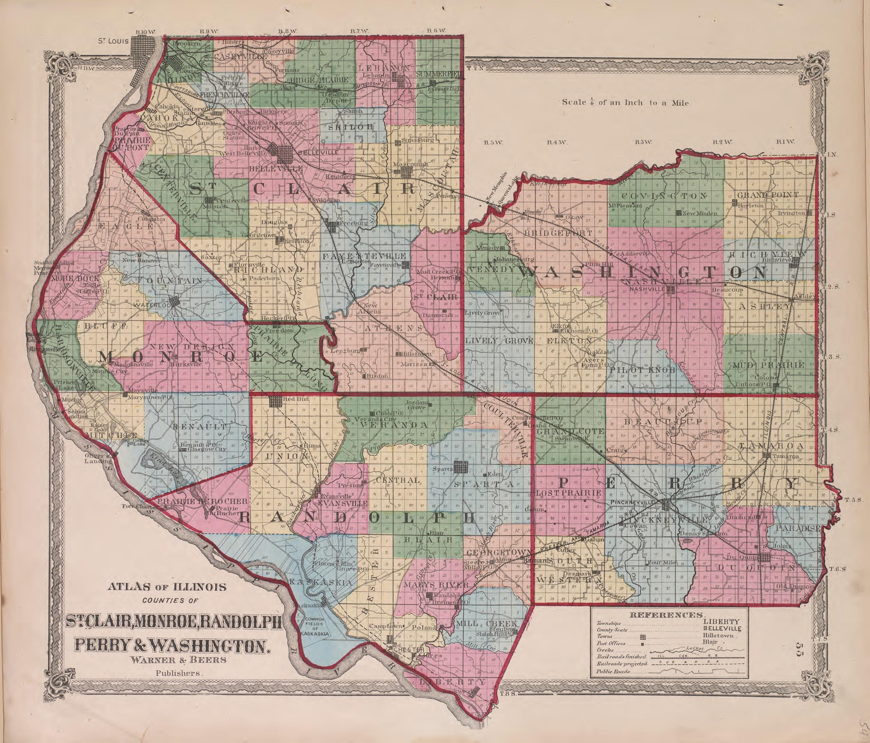 Atlas of Illinois--continued from Atlas of Marshall County and the State of Illinois : to Which Is Added an Atlas of the United States, Maps of the Hemispheres &amp;c. &amp;c. &amp;c 1870 by Relic Map Company