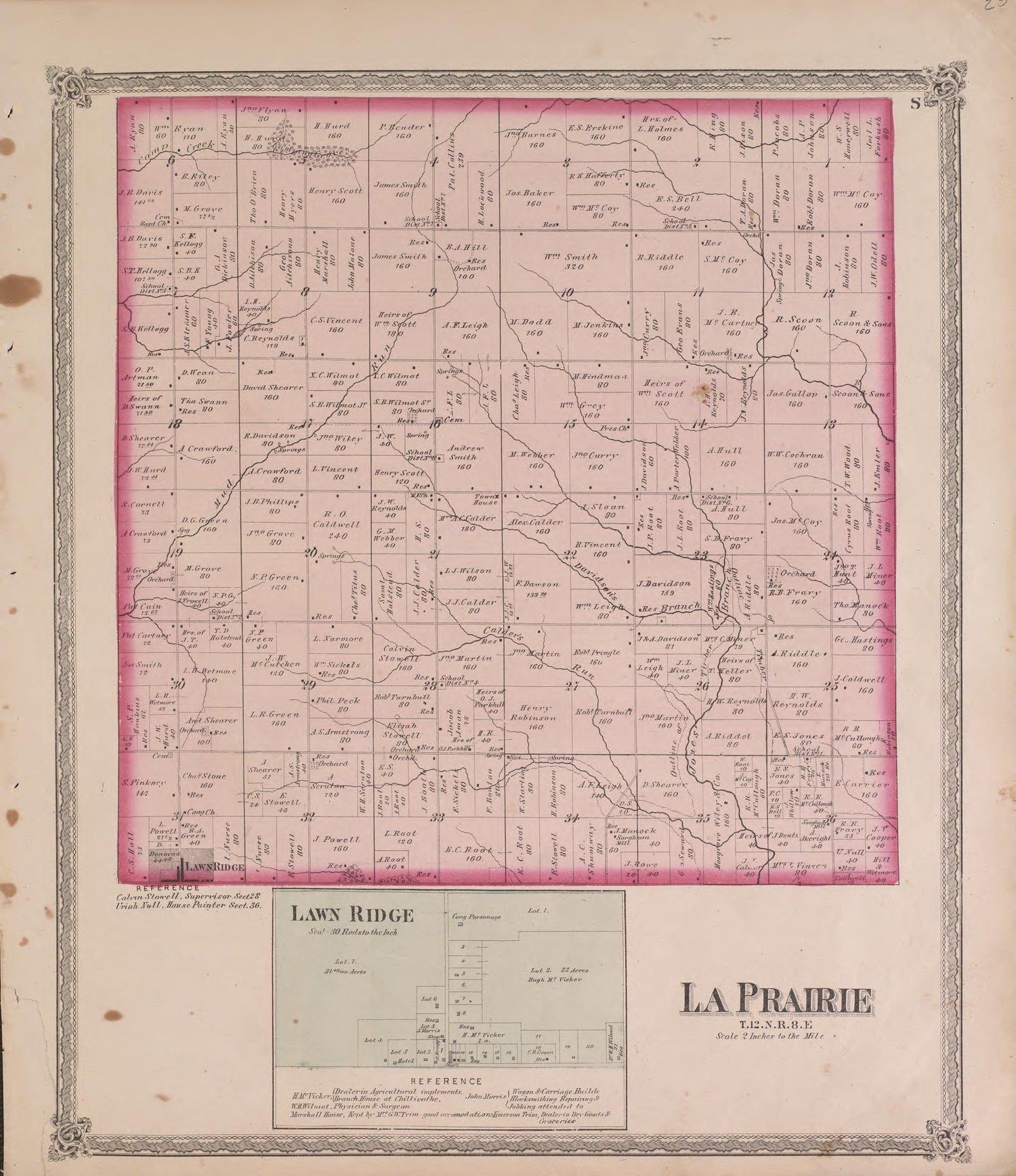 La Prairie from Atlas of Marshall County and the State of Illinois : to Which Is Added an Atlas of the United States, Maps of the Hemispheres &amp;c. &amp;c. &amp;c 1870 by Relic Map Company