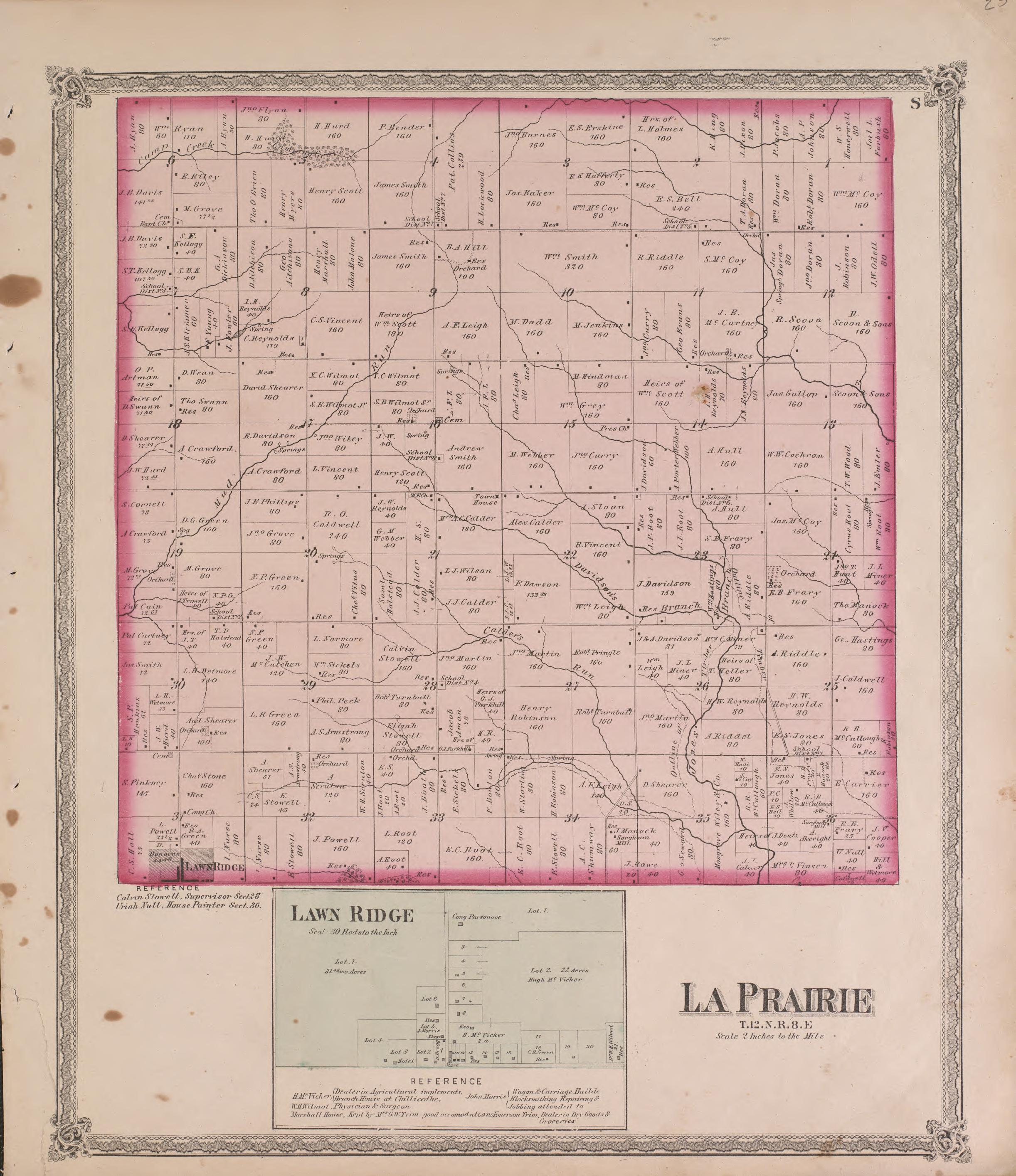 La Prairie from Atlas of Marshall County and the State of Illinois : to Which Is Added an Atlas of the United States, Maps of the Hemispheres &amp;c. &amp;c. &amp;c 1870 by Relic Map Company