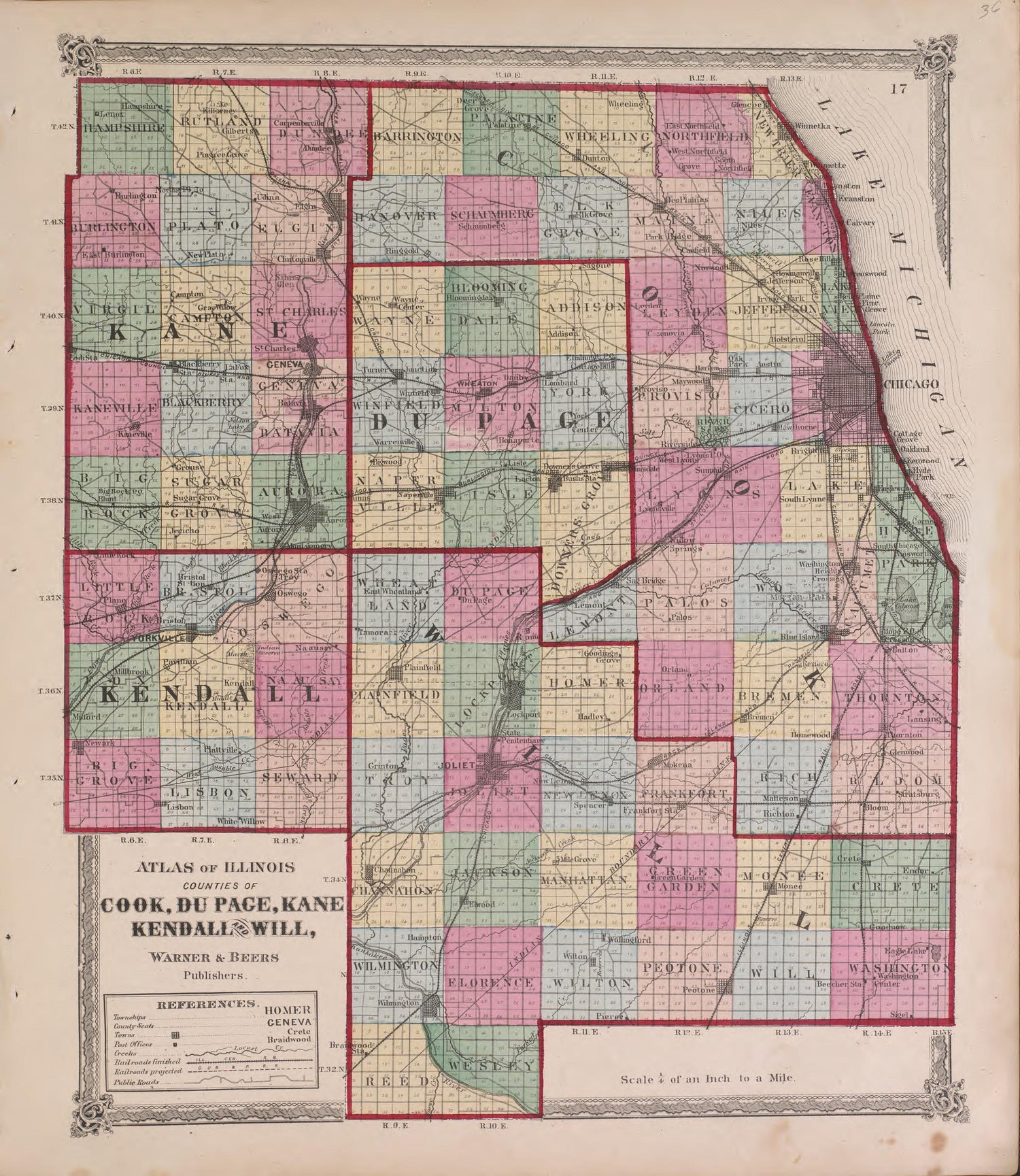 Atlas of Illinois--continued from Atlas of Marshall County and the State of Illinois : to Which Is Added an Atlas of the United States, Maps of the Hemispheres &amp;c. &amp;c. &amp;c 1870 by Relic Map Company