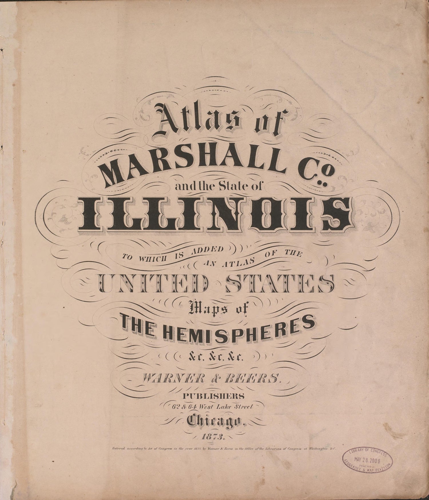 Title Sheet from Atlas of Marshall County and the State of Illinois : to Which Is Added an Atlas of the United States, Maps of the Hemispheres &amp;c. &amp;c. &amp;c 1870 by Relic Map Company