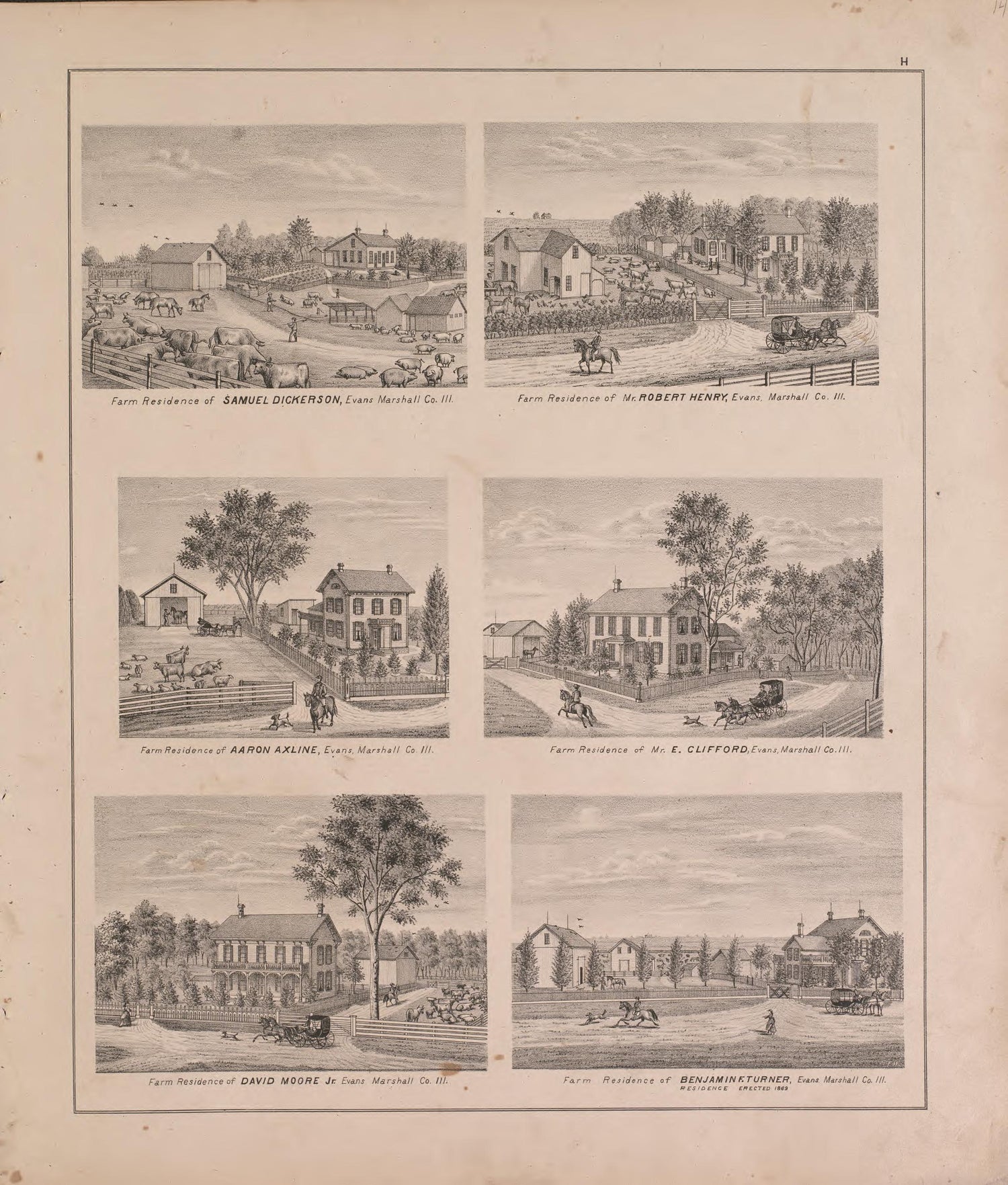Views of Residences and Farms--continued from Atlas of Marshall County and the State of Illinois : to Which Is Added an Atlas of the United States, Maps of the Hemispheres &amp;c. &amp;c. &amp;c 1870 by Relic Map Company