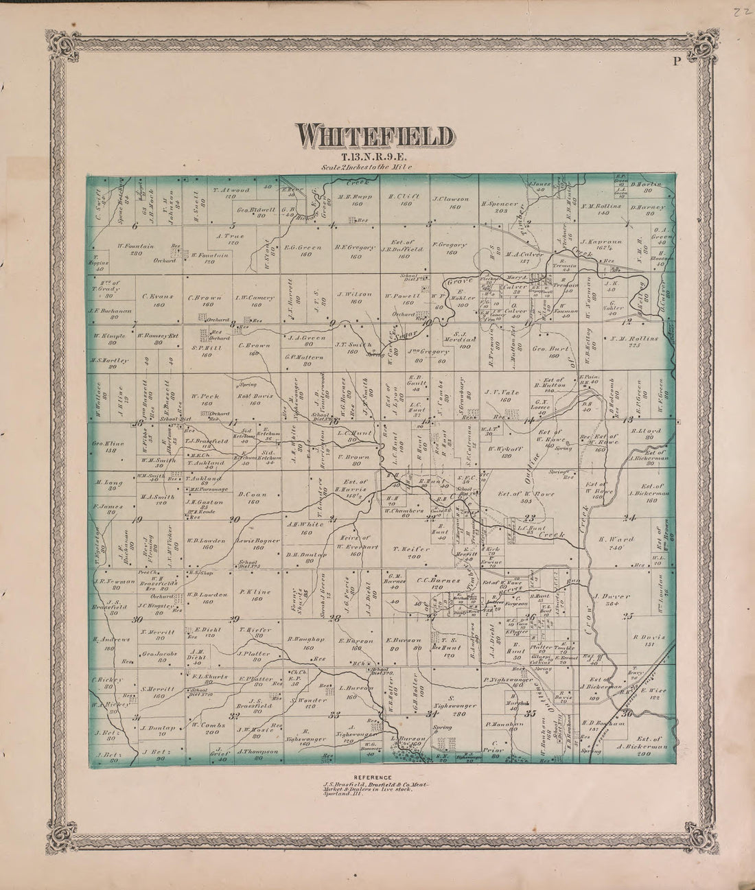 Whitefield from Atlas of Marshall County and the State of Illinois : to Which Is Added an Atlas of the United States, Maps of the Hemispheres &amp;c. &amp;c. &amp;c 1870 by Relic Map Company