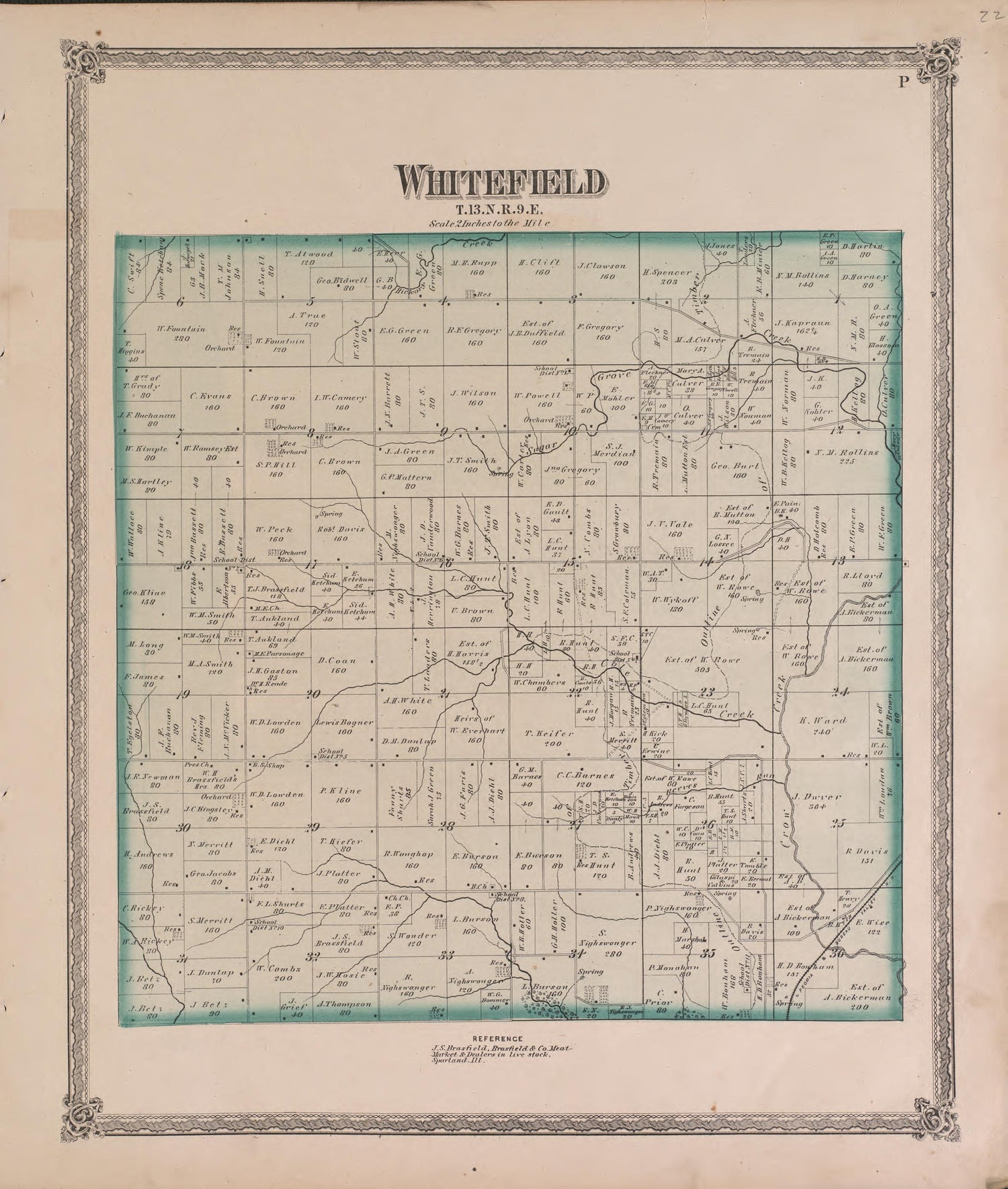 Whitefield from Atlas of Marshall County and the State of Illinois : to Which Is Added an Atlas of the United States, Maps of the Hemispheres &amp;c. &amp;c. &amp;c 1870 by Relic Map Company