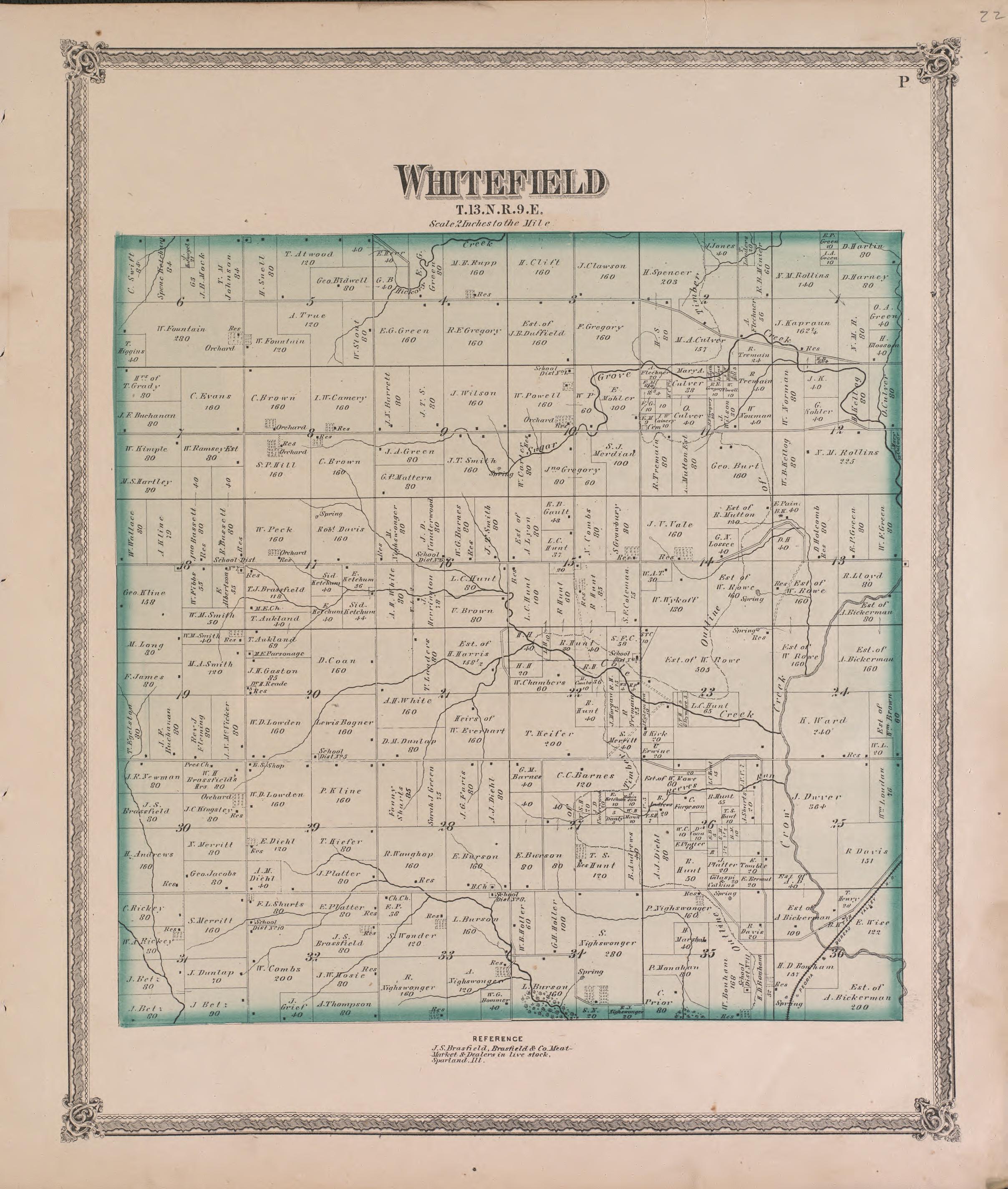 Whitefield from Atlas of Marshall County and the State of Illinois : to Which Is Added an Atlas of the United States, Maps of the Hemispheres &amp;c. &amp;c. &amp;c 1870 by Relic Map Company