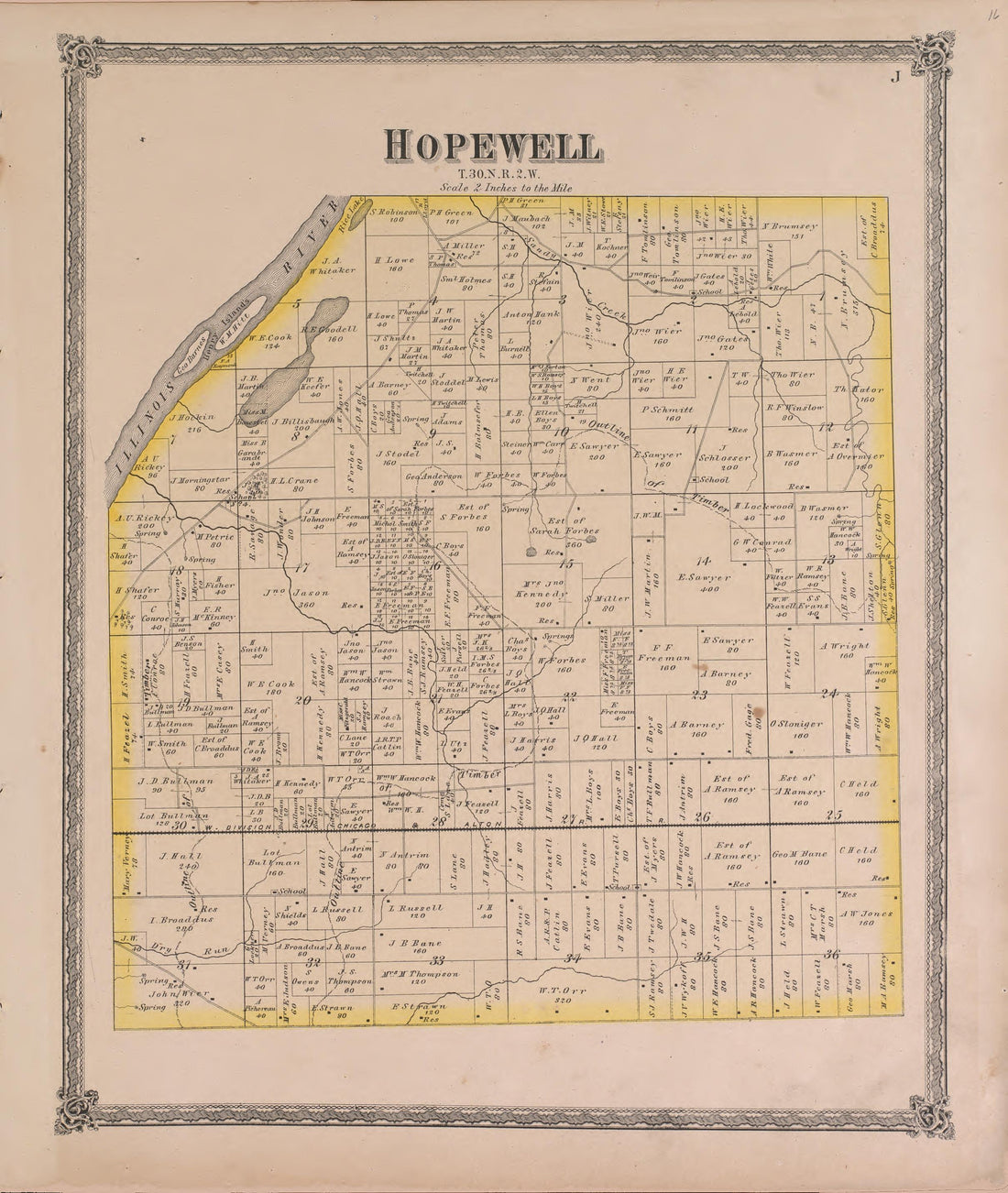 Hopewell from Atlas of Marshall County and the State of Illinois : to Which Is Added an Atlas of the United States, Maps of the Hemispheres &amp;c. &amp;c. &amp;c 1870 by Relic Map Company