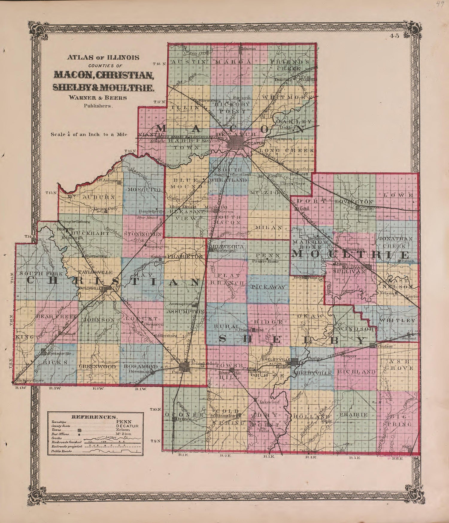 Atlas of Illinois--continued from Atlas of Marshall County and the State of Illinois : to Which Is Added an Atlas of the United States, Maps of the Hemispheres &amp;c. &amp;c. &amp;c 1870 by Relic Map Company