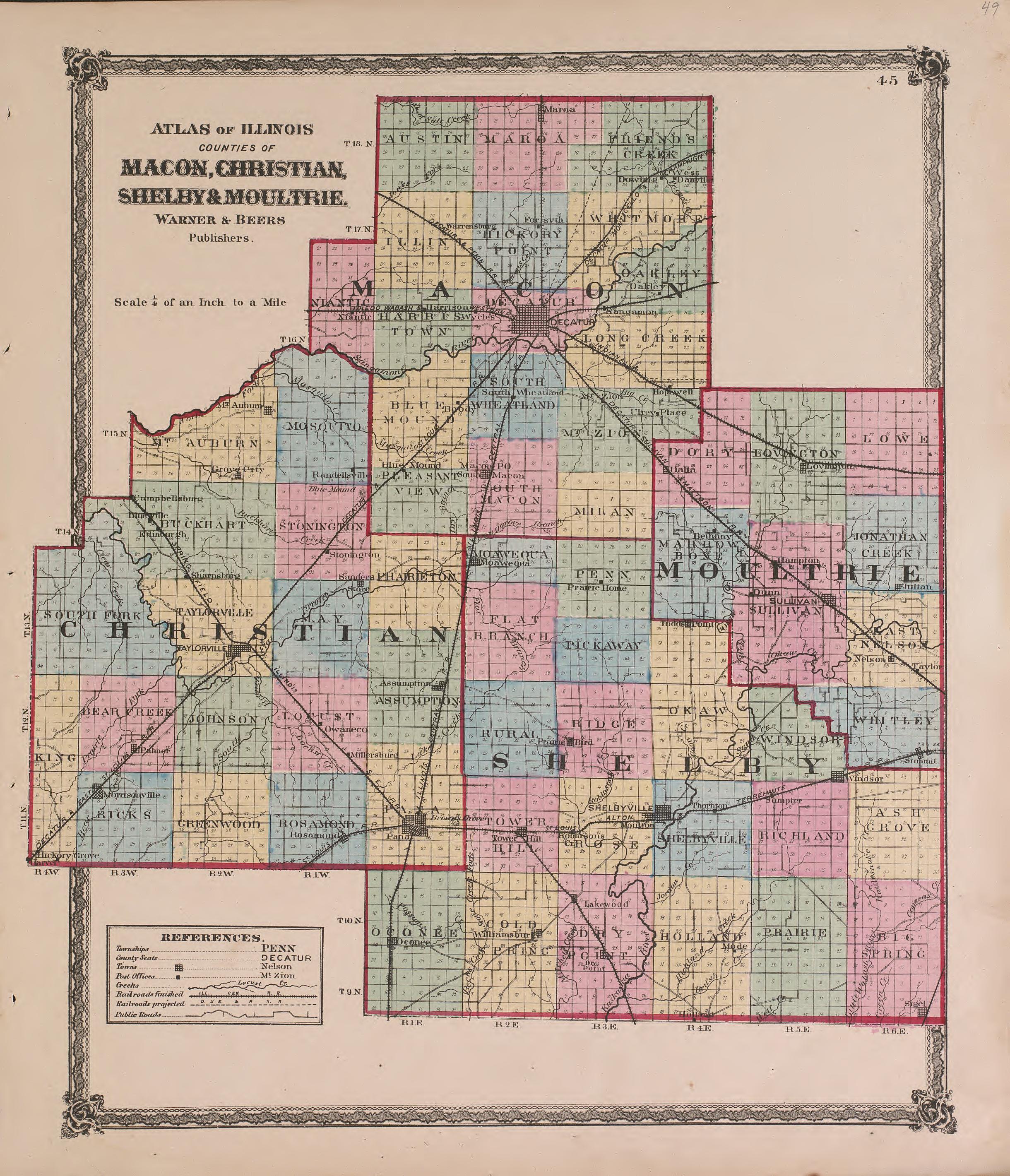 Atlas of Illinois--continued from Atlas of Marshall County and the State of Illinois : to Which Is Added an Atlas of the United States, Maps of the Hemispheres &amp;c. &amp;c. &amp;c 1870 by Relic Map Company