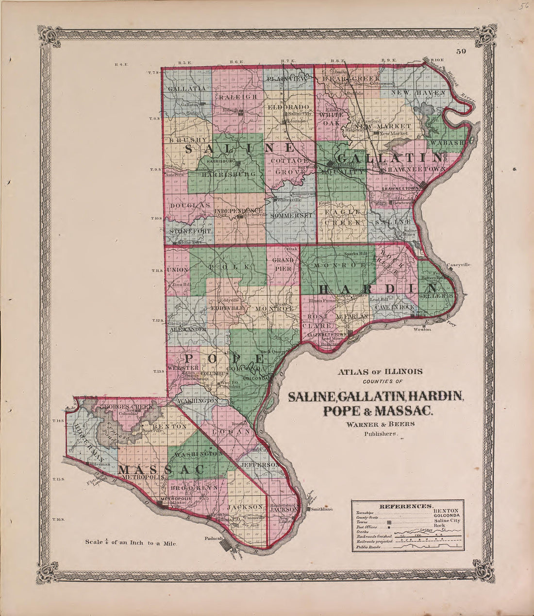 Atlas of Illinois--continued from Atlas of Marshall County and the State of Illinois : to Which Is Added an Atlas of the United States, Maps of the Hemispheres &amp;c. &amp;c. &amp;c 1870 by Relic Map Company