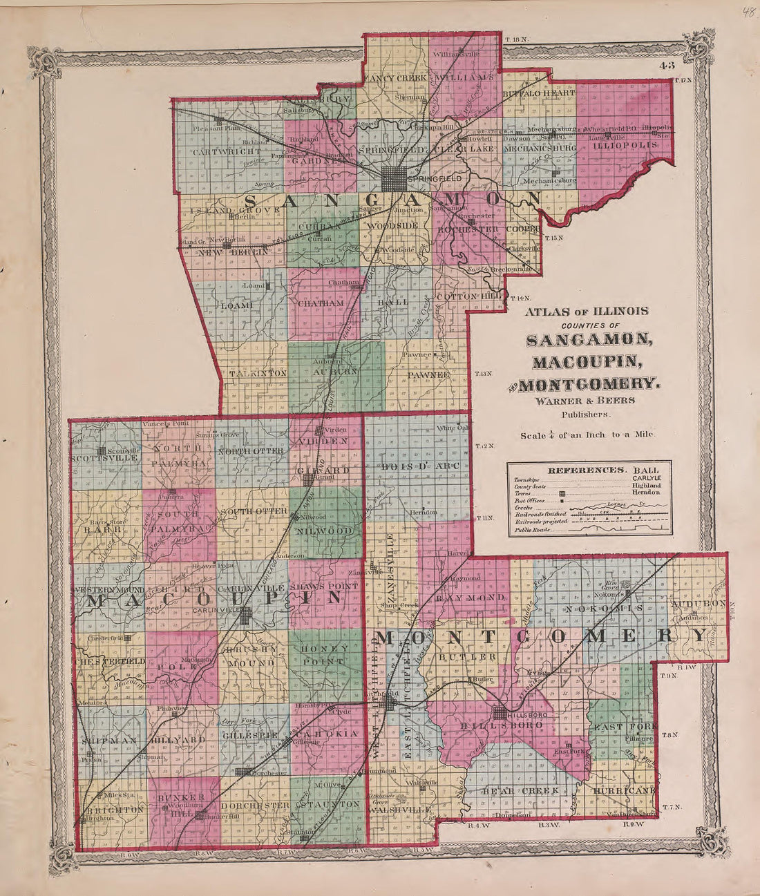 Atlas of Illinois--continued from Atlas of Marshall County and the State of Illinois : to Which Is Added an Atlas of the United States, Maps of the Hemispheres &amp;c. &amp;c. &amp;c 1870 by Relic Map Company