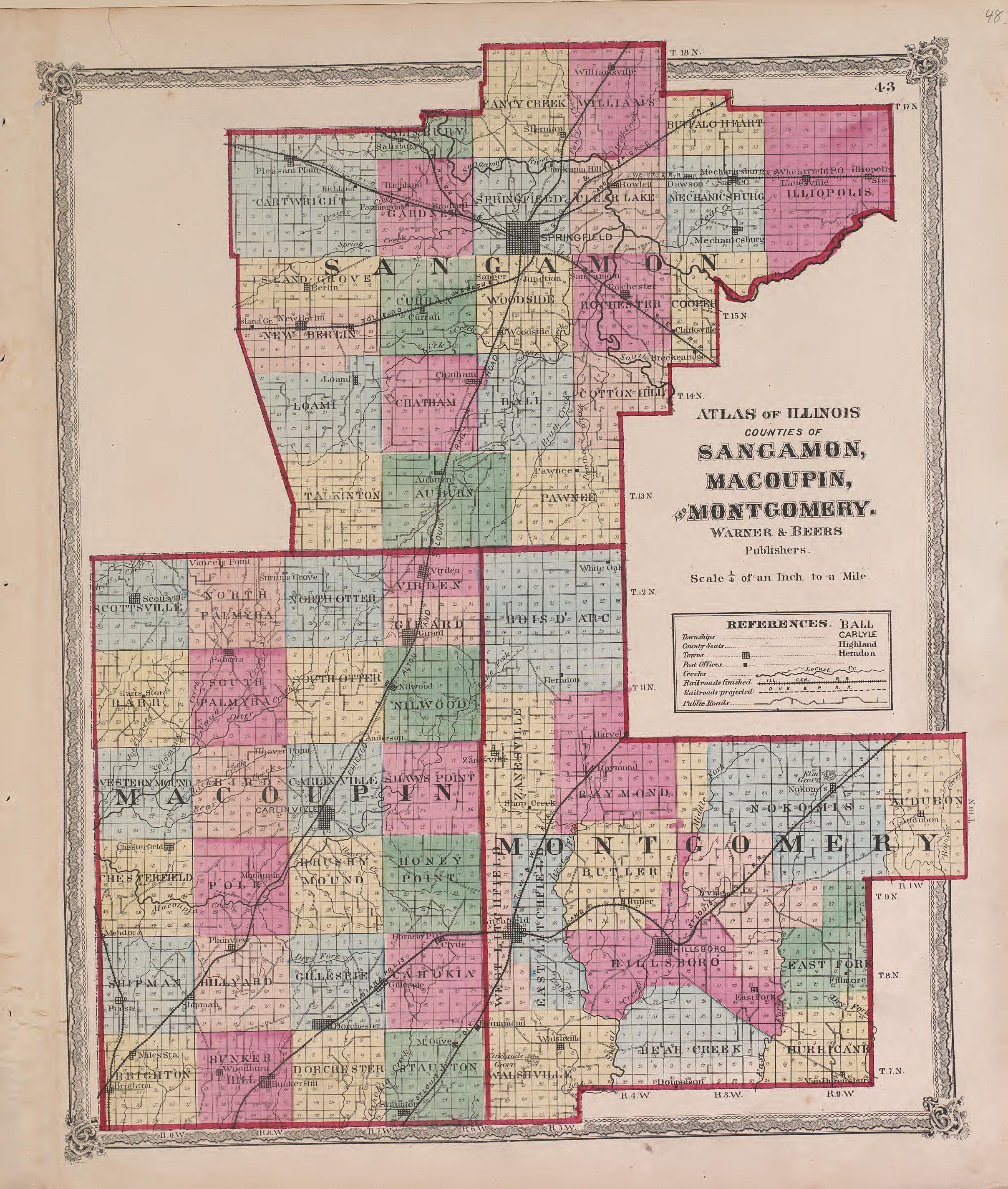 Atlas of Illinois--continued from Atlas of Marshall County and the State of Illinois : to Which Is Added an Atlas of the United States, Maps of the Hemispheres &amp;c. &amp;c. &amp;c 1870 by Relic Map Company