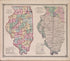 Political Map of Illinois from Atlas of Marshall County and the State of Illinois : to Which Is Added an Atlas of the United States, Maps of the Hemispheres &c. &c. &c 1870 by Relic Map Company