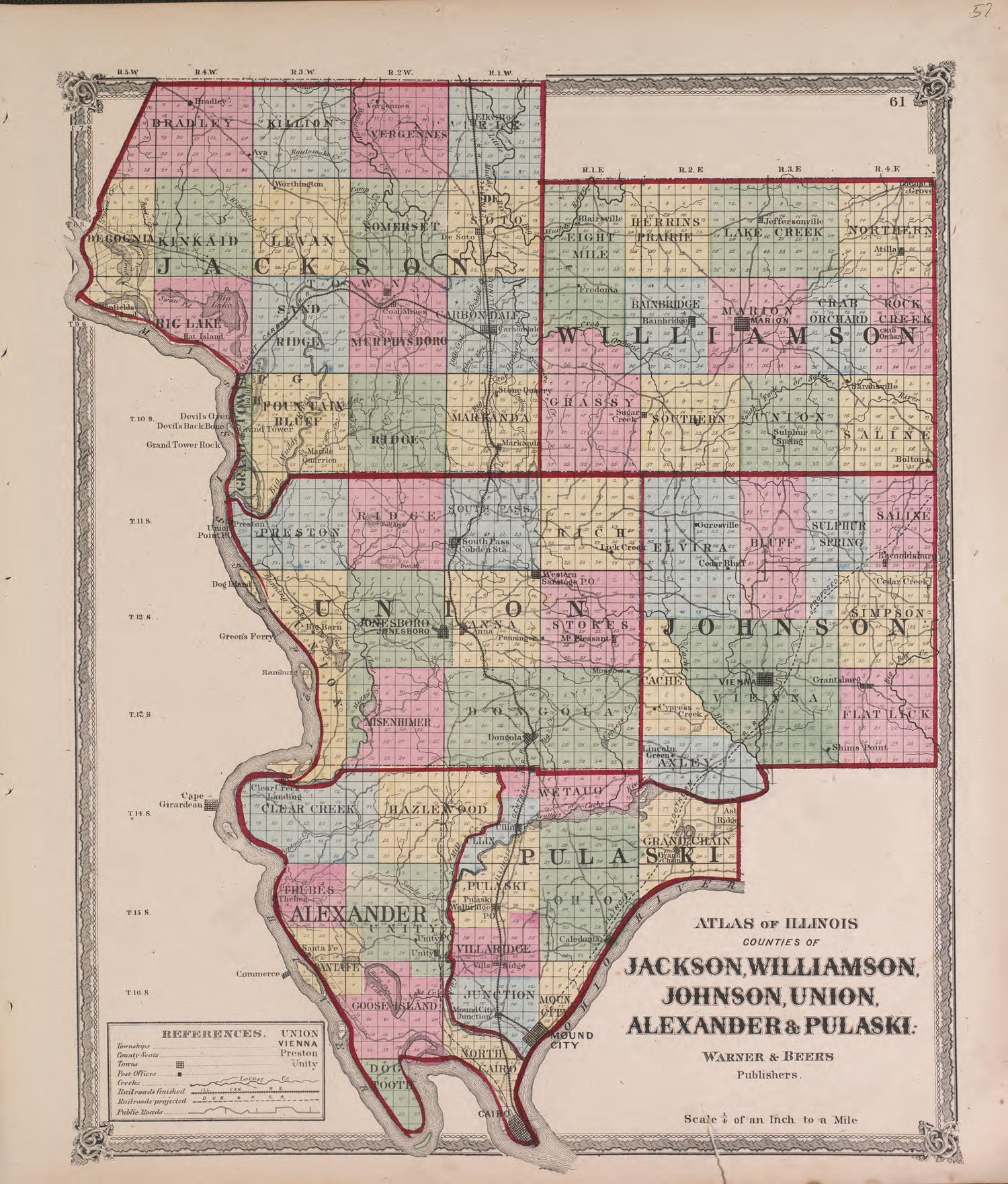 Atlas of Illinois--end from Atlas of Marshall County and the State of Illinois : to Which Is Added an Atlas of the United States, Maps of the Hemispheres &amp;c. &amp;c. &amp;c 1870 by Relic Map Company