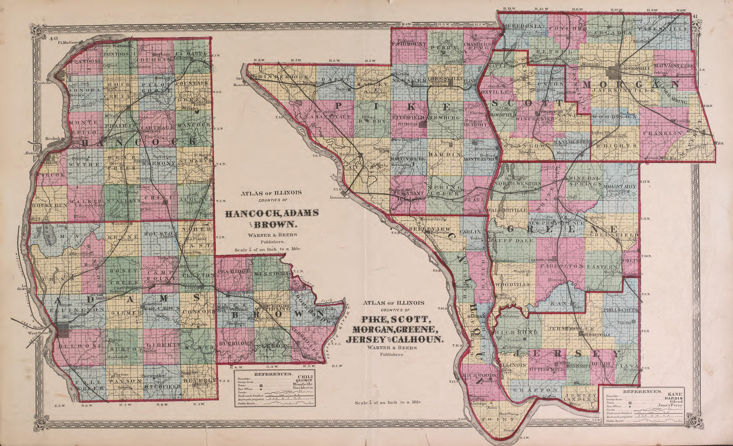 Atlas of Illinois--continued from Atlas of Marshall County and the State of Illinois : to Which Is Added an Atlas of the United States, Maps of the Hemispheres &amp;c. &amp;c. &amp;c 1870 by Relic Map Company