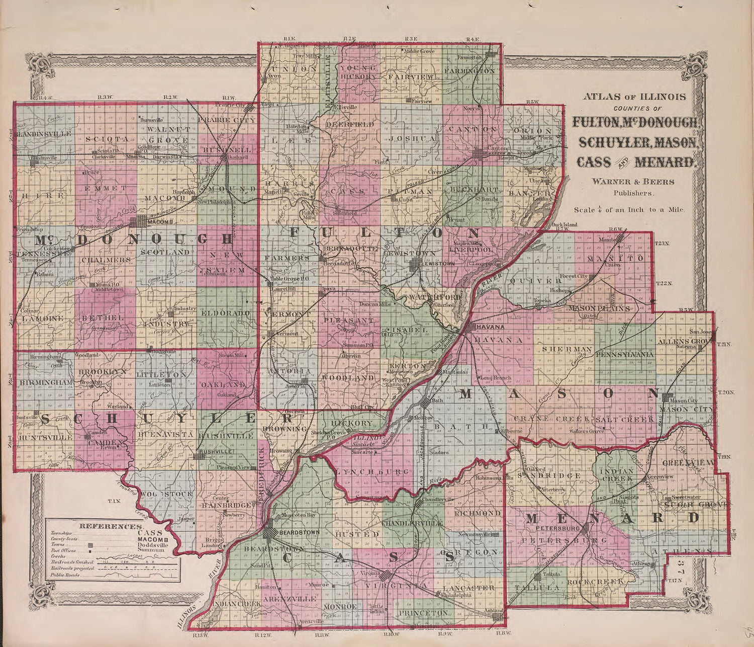 Atlas of Illinois--continued from Atlas of Marshall County and the State of Illinois : to Which Is Added an Atlas of the United States, Maps of the Hemispheres &amp;c. &amp;c. &amp;c 1870 by Relic Map Company