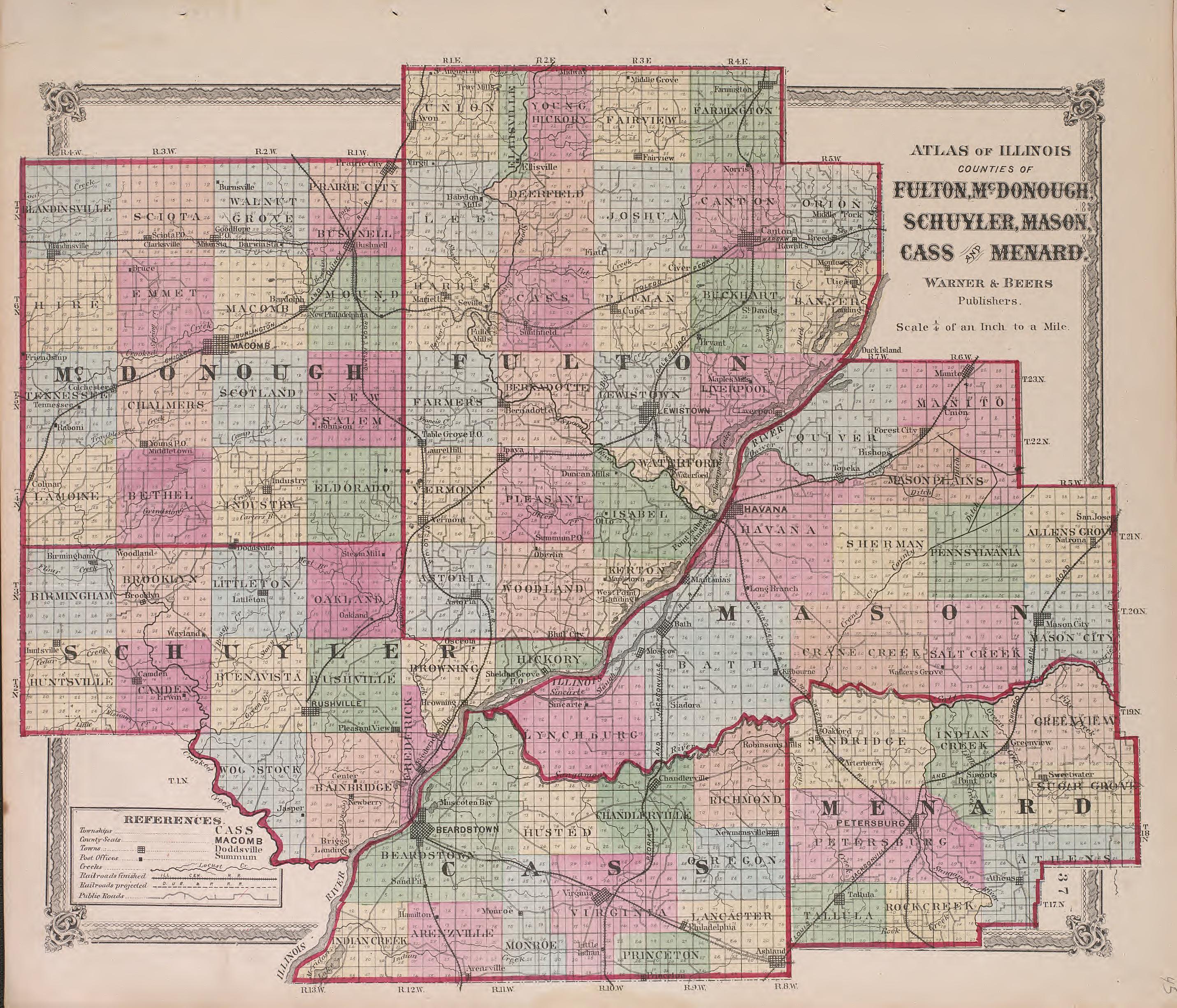 Atlas of Illinois--continued from Atlas of Marshall County and the State of Illinois : to Which Is Added an Atlas of the United States, Maps of the Hemispheres &amp;c. &amp;c. &amp;c 1870 by Relic Map Company