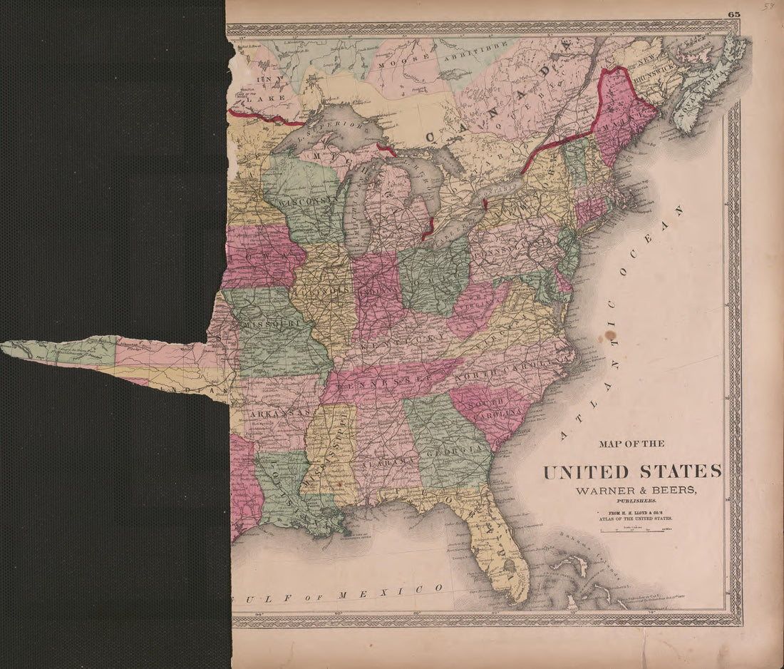 Map of the United States (partial) from Atlas of Marshall County and the State of Illinois : to Which Is Added an Atlas of the United States, Maps of the Hemispheres &amp;c. &amp;c. &amp;c 1870 by Relic Map Company