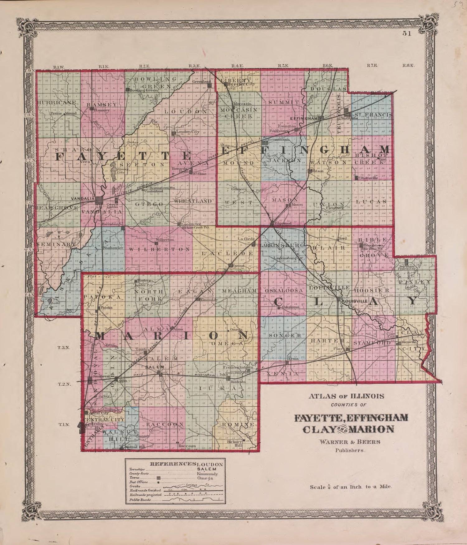 Atlas of Illinois--continued from Atlas of Marshall County and the State of Illinois : to Which Is Added an Atlas of the United States, Maps of the Hemispheres &amp;c. &amp;c. &amp;c 1870 by Relic Map Company