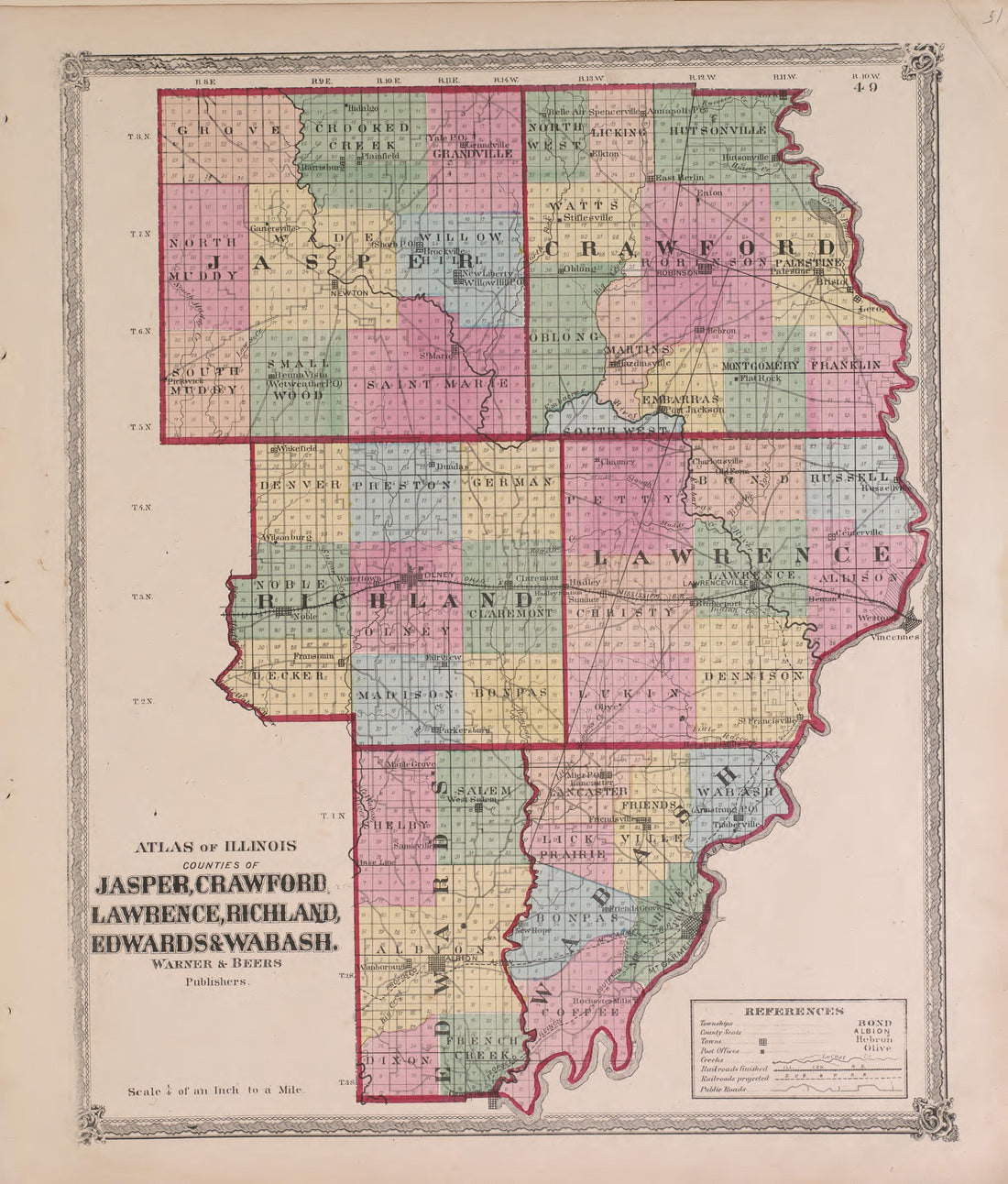 Atlas of Illinois--continued from Atlas of Marshall County and the State of Illinois : to Which Is Added an Atlas of the United States, Maps of the Hemispheres &amp;c. &amp;c. &amp;c 1870 by Relic Map Company