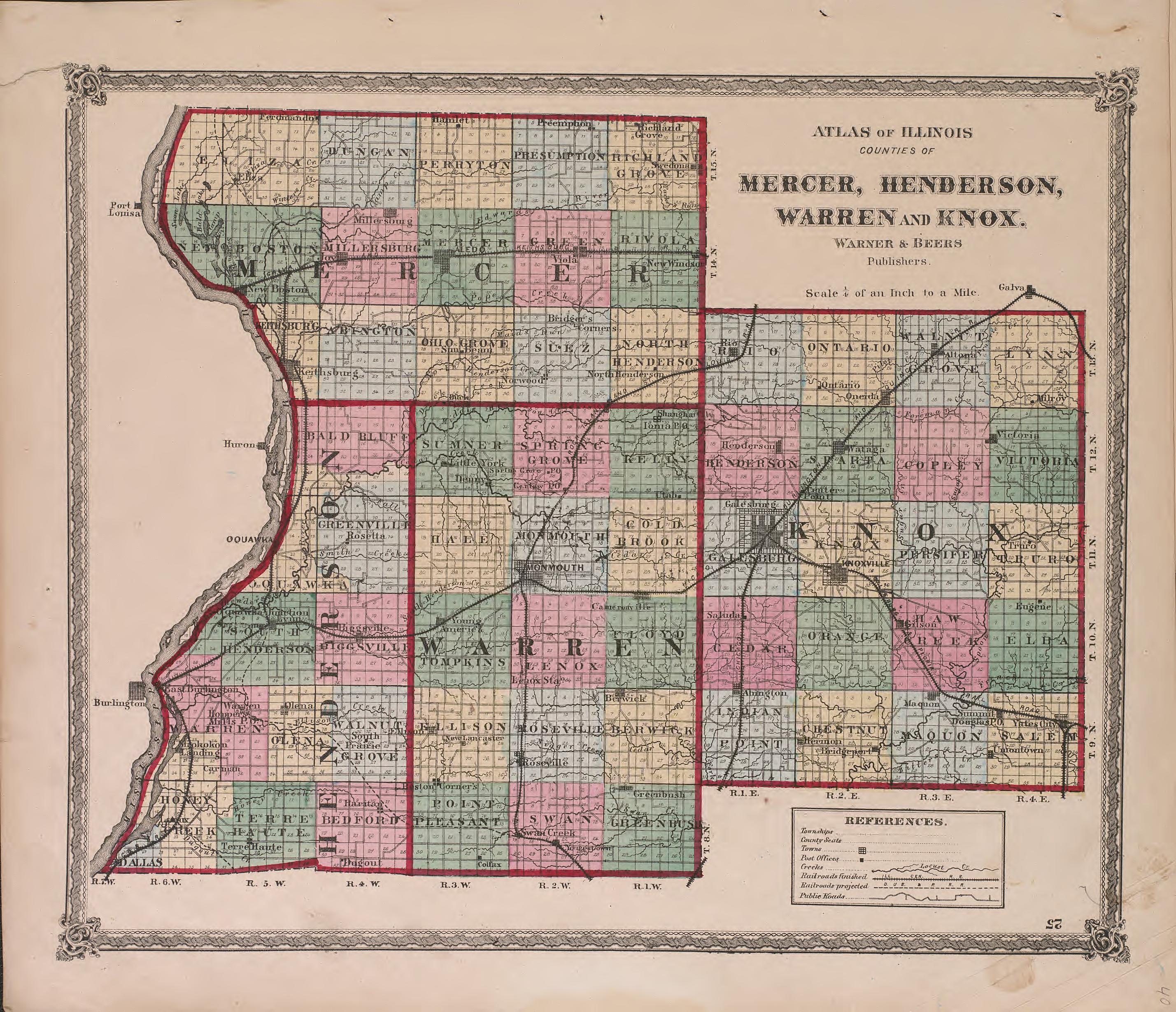 Atlas of Illinois--continued from Atlas of Marshall County and the State of Illinois : to Which Is Added an Atlas of the United States, Maps of the Hemispheres &amp;c. &amp;c. &amp;c 1870 by Relic Map Company