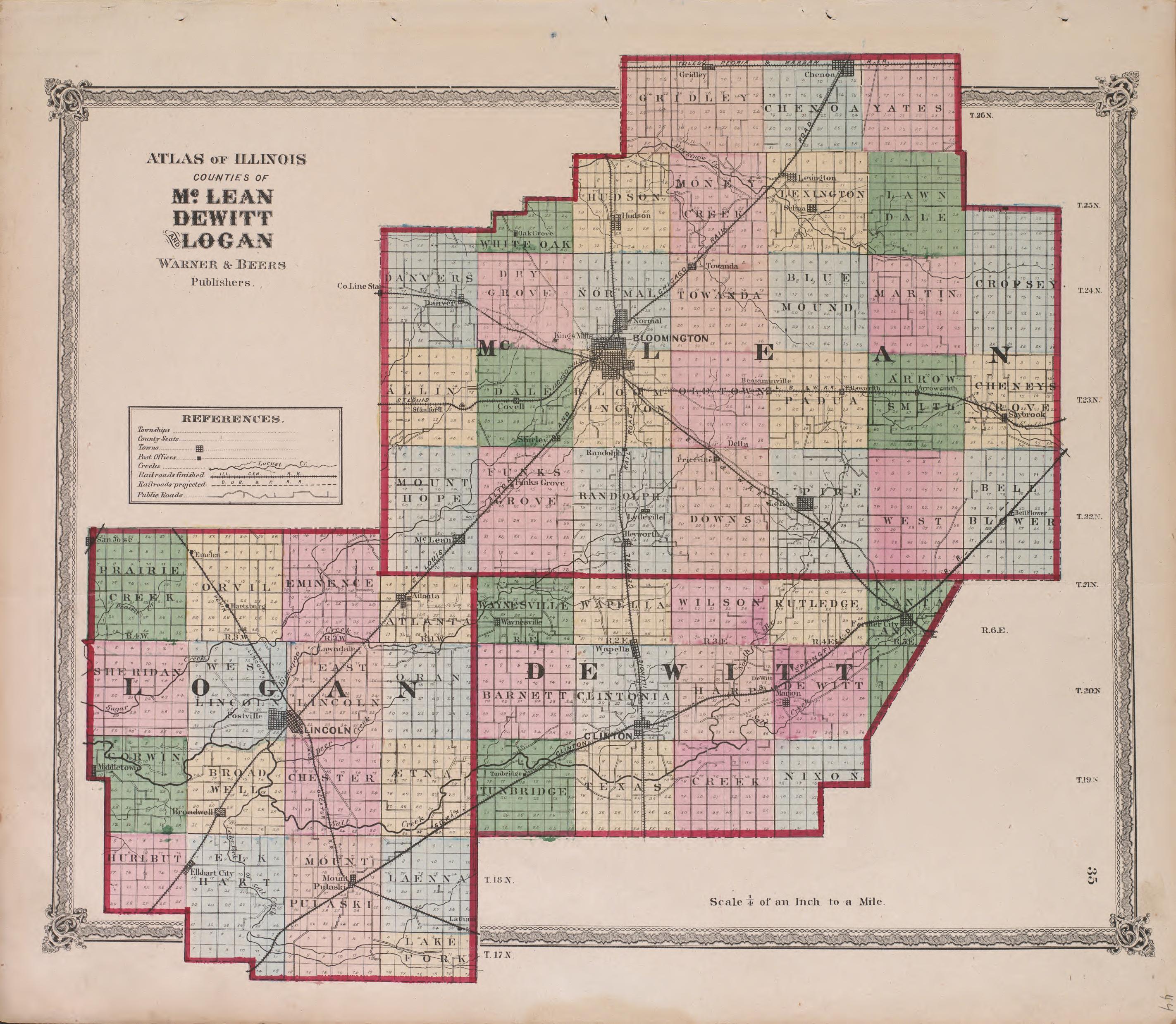Atlas of Illinois--continued from Atlas of Marshall County and the State of Illinois : to Which Is Added an Atlas of the United States, Maps of the Hemispheres &amp;c. &amp;c. &amp;c 1870 by Relic Map Company