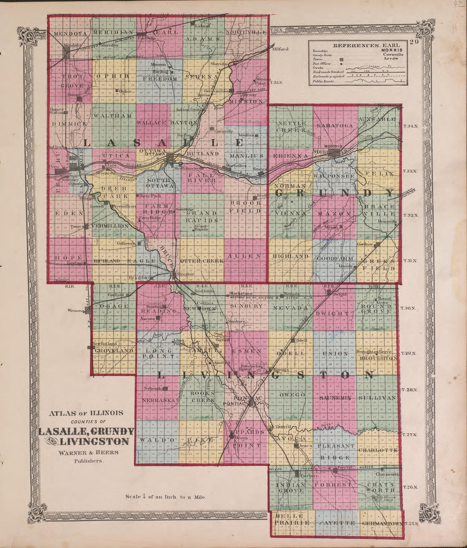Atlas of Illinois--continued from Atlas of Marshall County and the State of Illinois : to Which Is Added an Atlas of the United States, Maps of the Hemispheres &amp;c. &amp;c. &amp;c 1870 by Relic Map Company