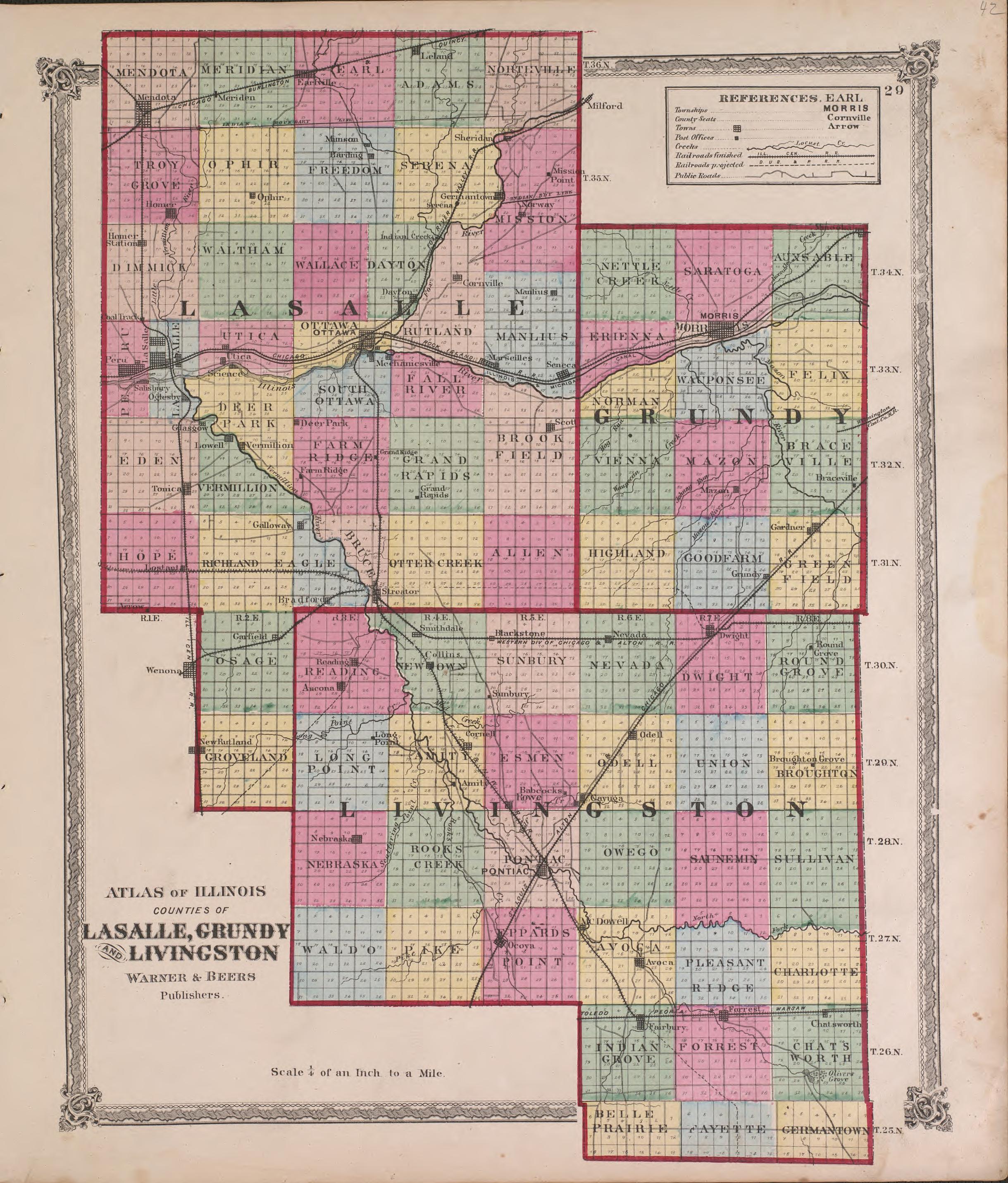 Atlas of Illinois--continued from Atlas of Marshall County and the State of Illinois : to Which Is Added an Atlas of the United States, Maps of the Hemispheres &amp;c. &amp;c. &amp;c 1870 by Relic Map Company