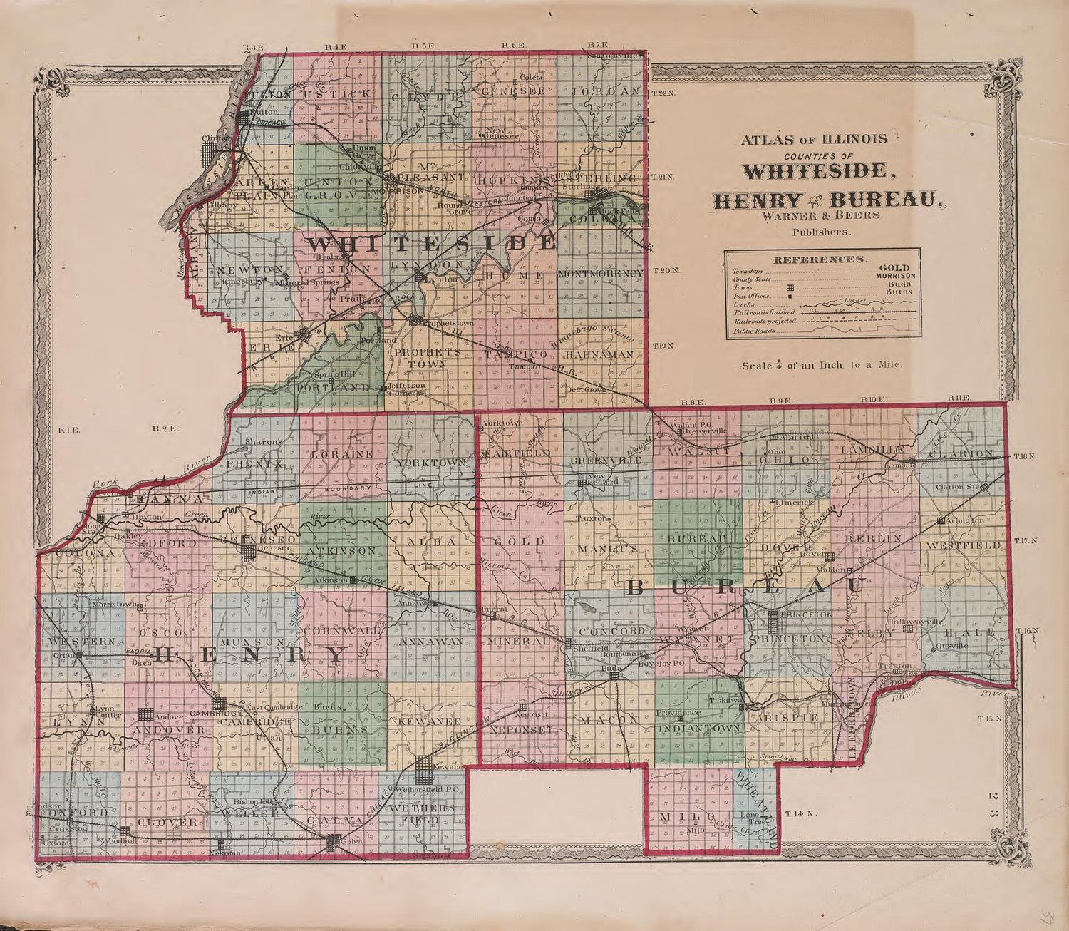 Atlas of Illinois--continued from Atlas of Marshall County and the State of Illinois : to Which Is Added an Atlas of the United States, Maps of the Hemispheres &amp;c. &amp;c. &amp;c 1870 by Relic Map Company