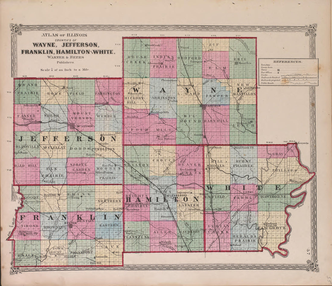 Atlas of Illinois--continued from Atlas of Marshall County and the State of Illinois : to Which Is Added an Atlas of the United States, Maps of the Hemispheres &amp;c. &amp;c. &amp;c 1870 by Relic Map Company