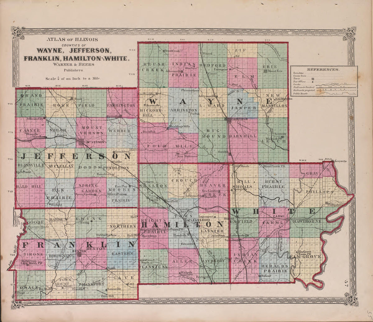 Atlas of Illinois--continued from Atlas of Marshall County and the State of Illinois : to Which Is Added an Atlas of the United States, Maps of the Hemispheres &amp;c. &amp;c. &amp;c 1870 by Relic Map Company