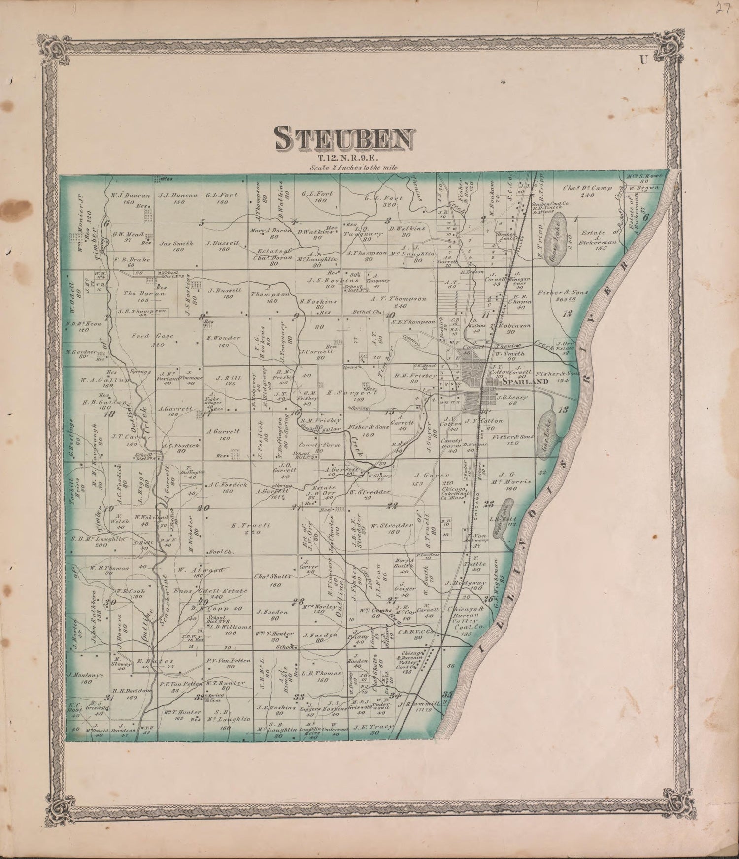 Steuben from Atlas of Marshall County and the State of Illinois : to Which Is Added an Atlas of the United States, Maps of the Hemispheres &amp;c. &amp;c. &amp;c 1870 by Relic Map Company
