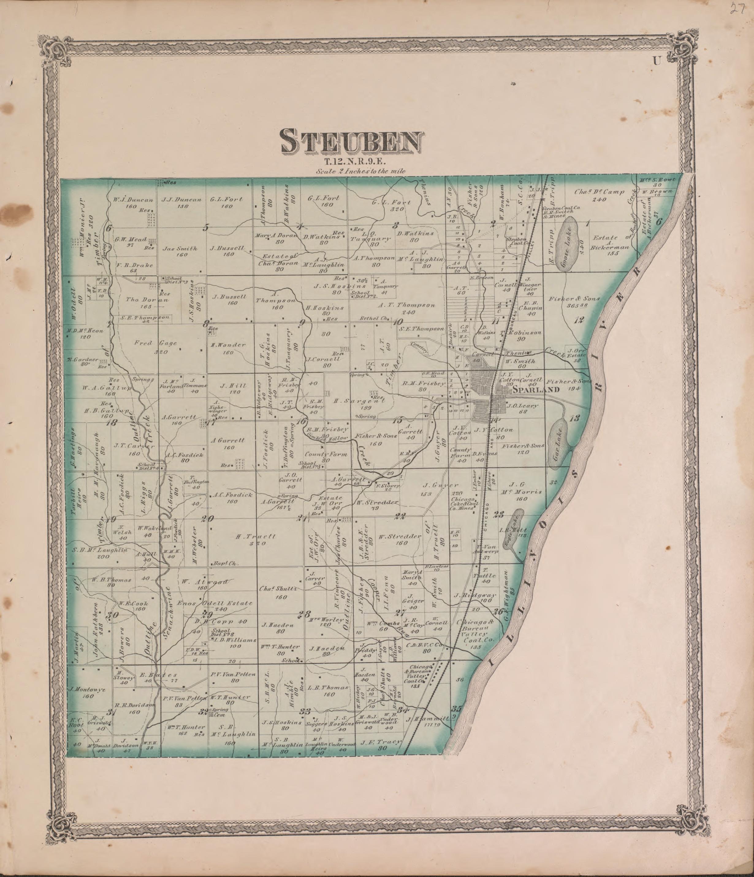 Steuben from Atlas of Marshall County and the State of Illinois : to Which Is Added an Atlas of the United States, Maps of the Hemispheres &amp;c. &amp;c. &amp;c 1870 by Relic Map Company
