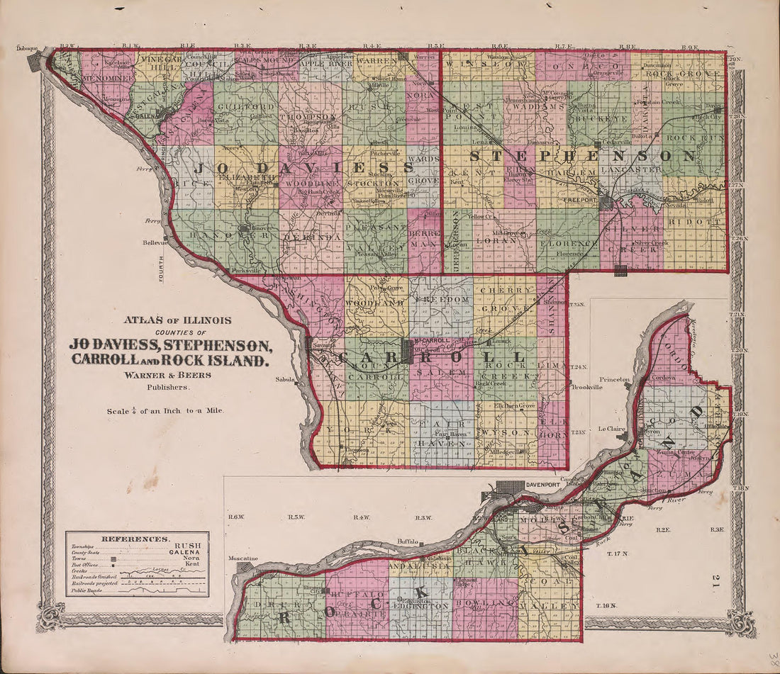 Atlas of Illinois--continued from Atlas of Marshall County and the State of Illinois : to Which Is Added an Atlas of the United States, Maps of the Hemispheres &amp;c. &amp;c. &amp;c 1870 by Relic Map Company