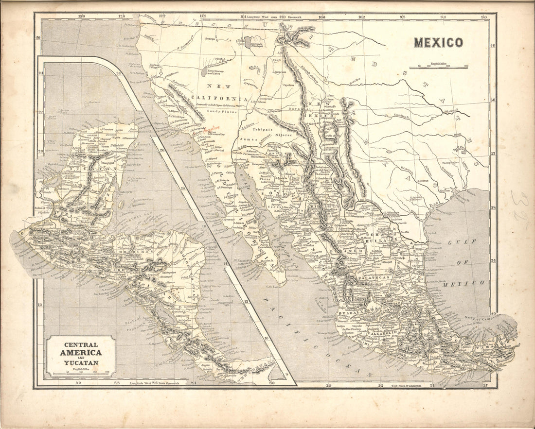 Mexico and Inset Map of Central America and Yucatan from Morse&