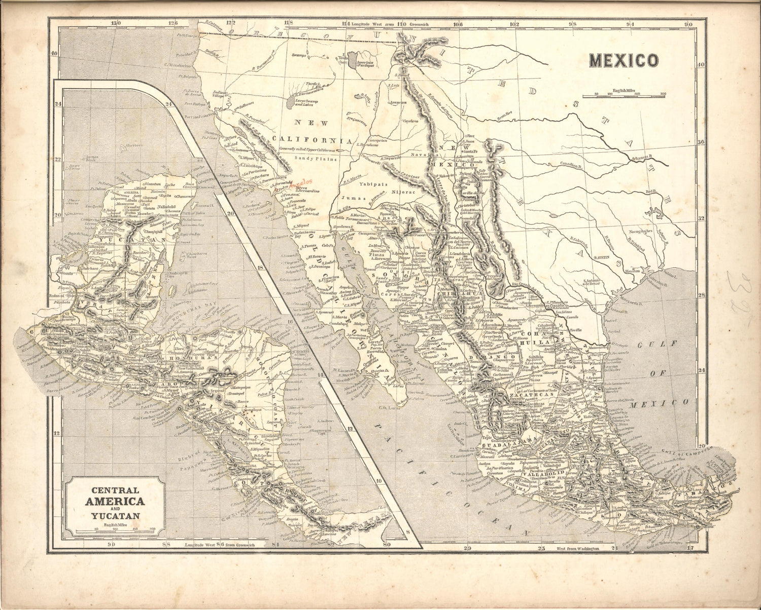 Mexico and Inset Map of Central America and Yucatan from Morse&