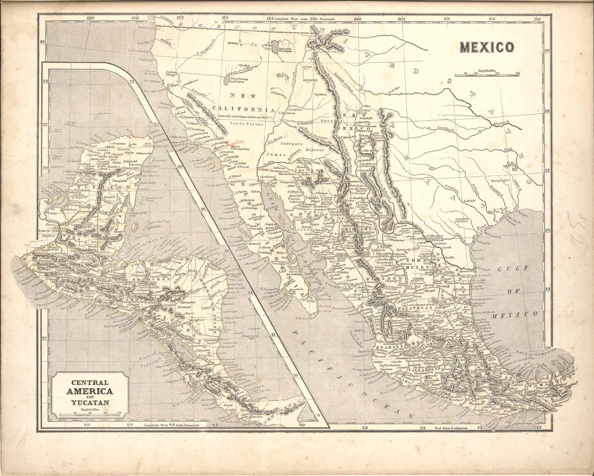 Mexico and Inset Map of Central America and Yucatan from Morse&