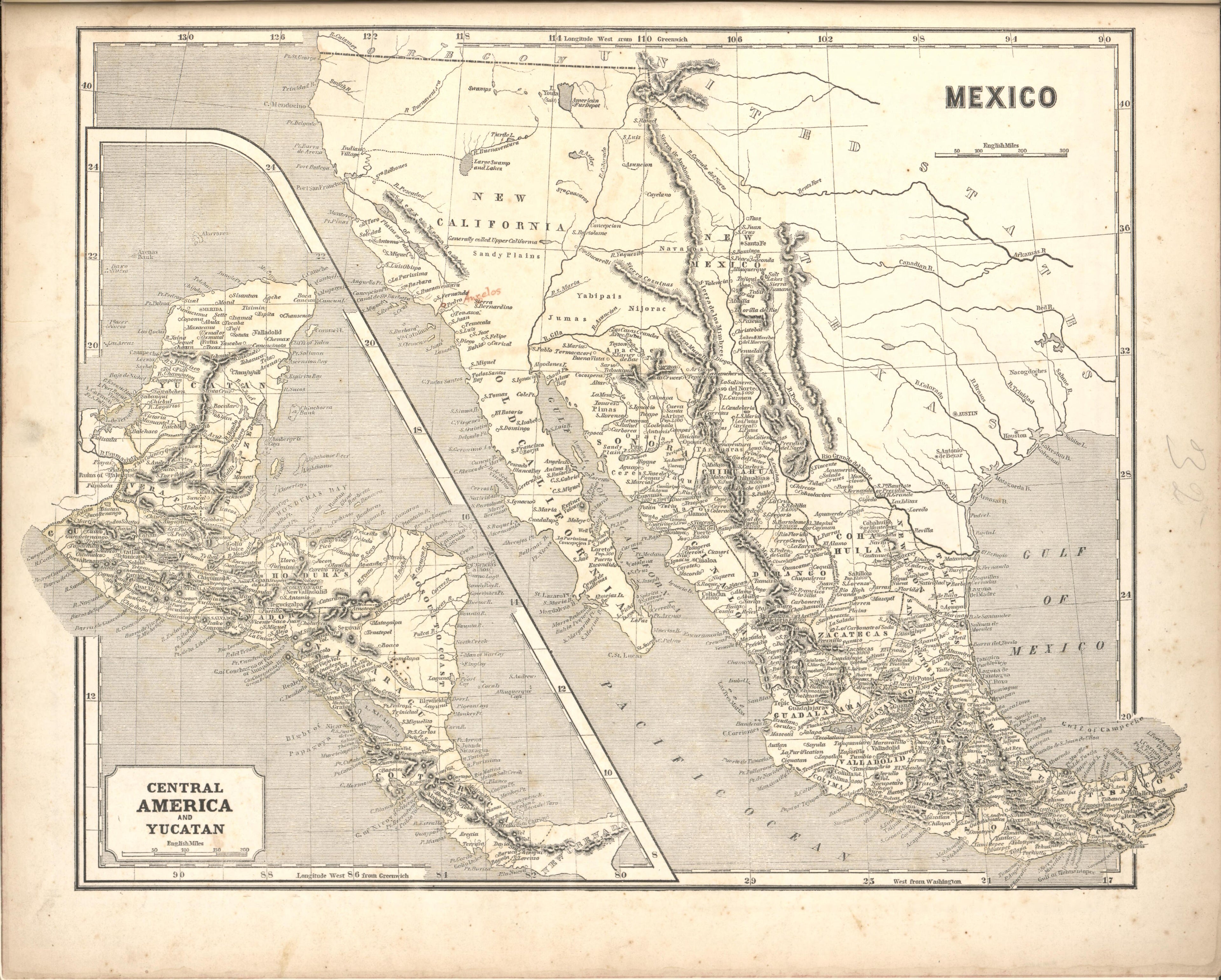 Mexico and Inset Map of Central America and Yucatan from Morse&