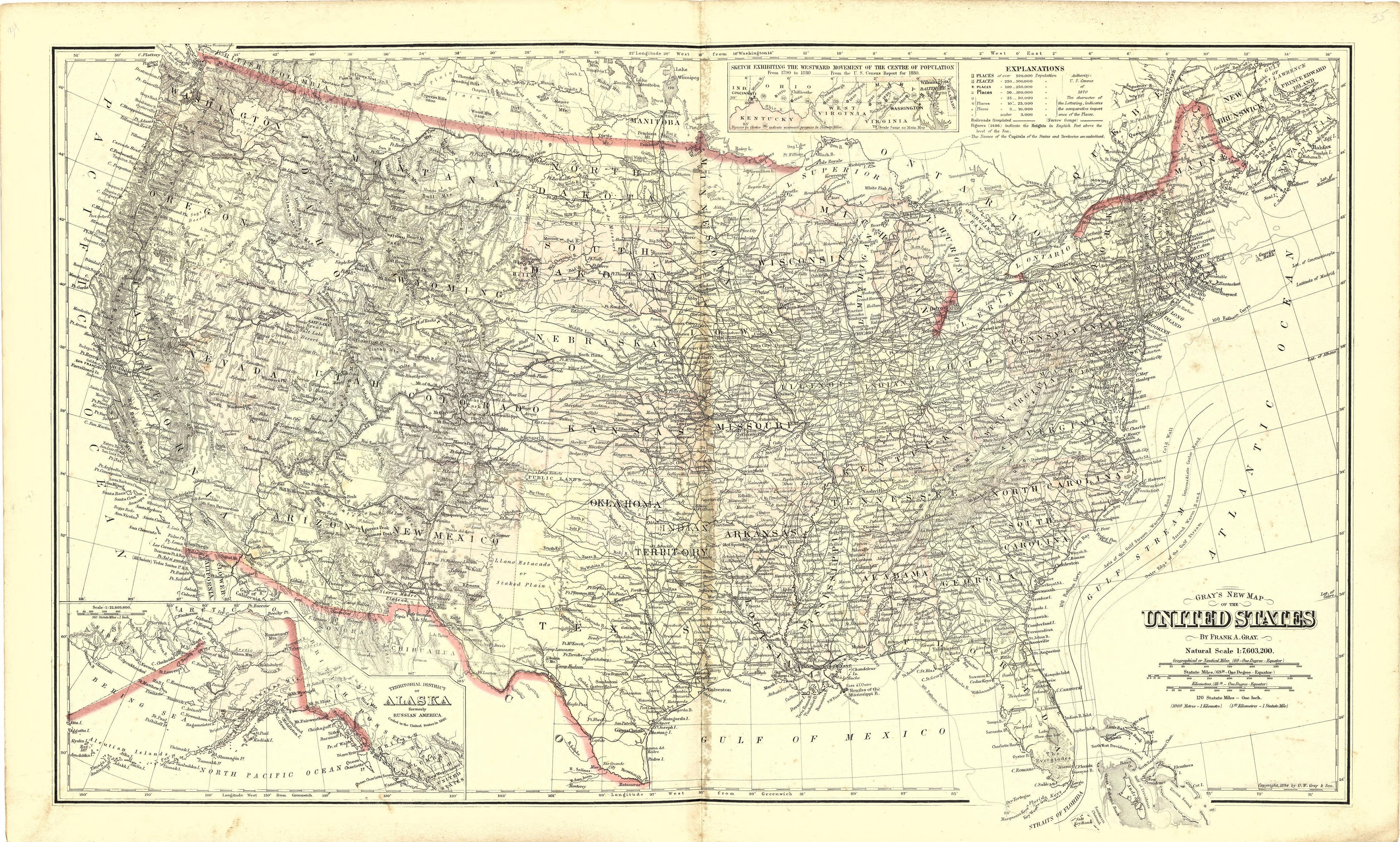 Map of United States from Atlas of Williams County, Ohio : from County Records, Plats and Surveys 1894 by Relic Map Company