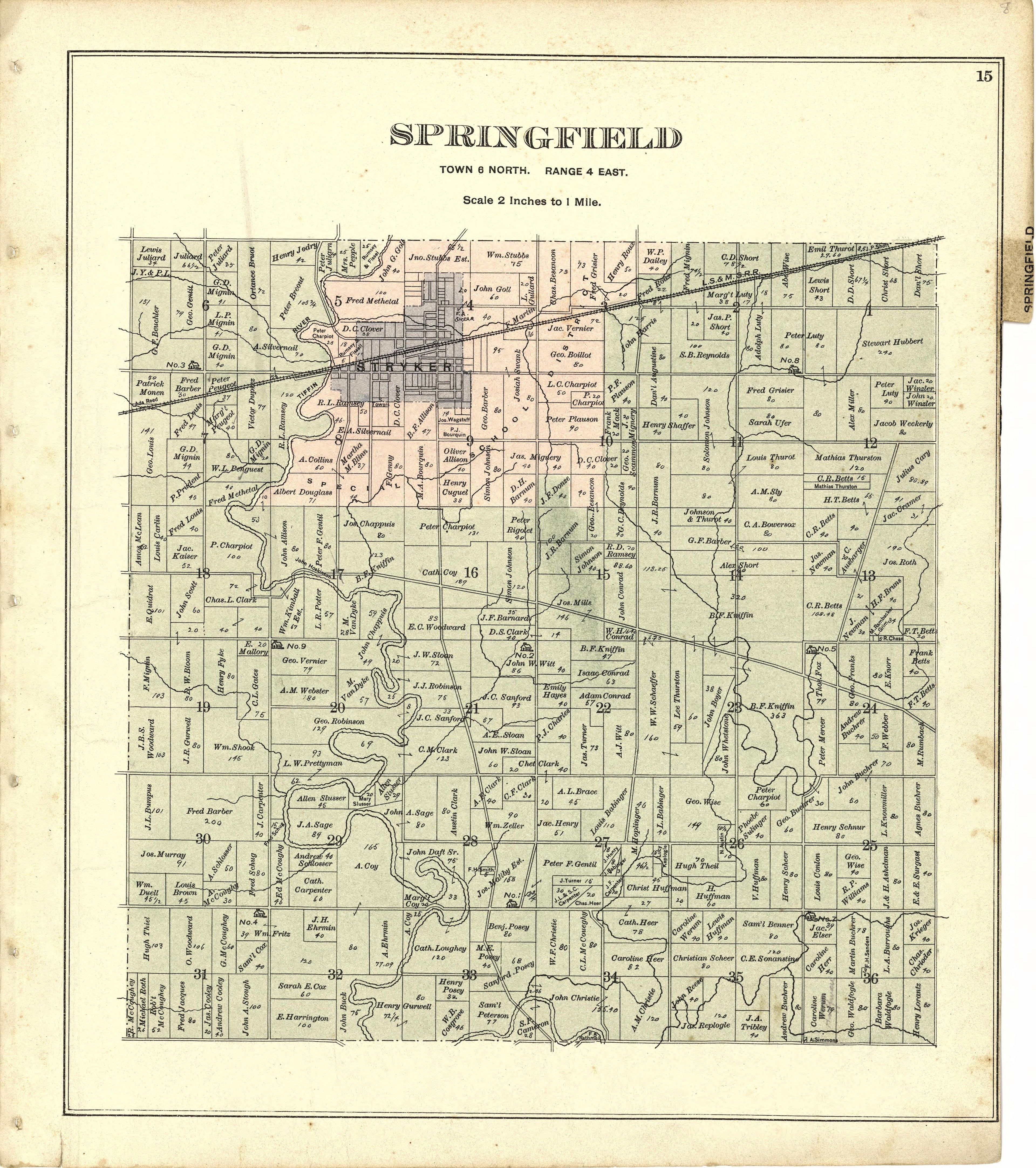 Springfield from Atlas of Williams County, Ohio : from County Records, Plats and Surveys 1894 by Relic Map Company