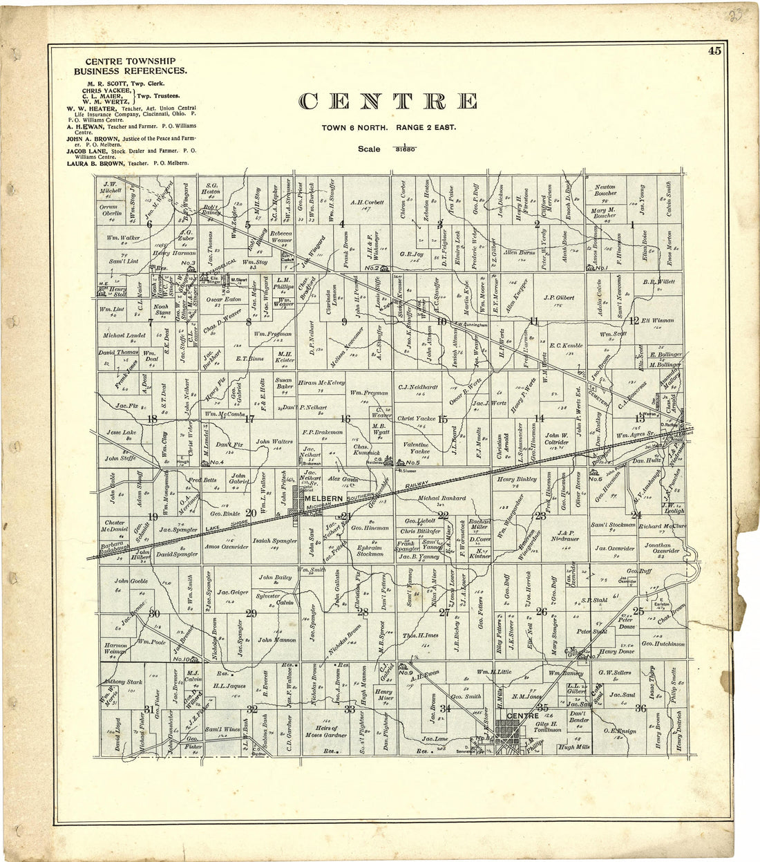 Centre from Atlas of Williams County, Ohio : from County Records, Plats and Surveys 1894 by Relic Map Company