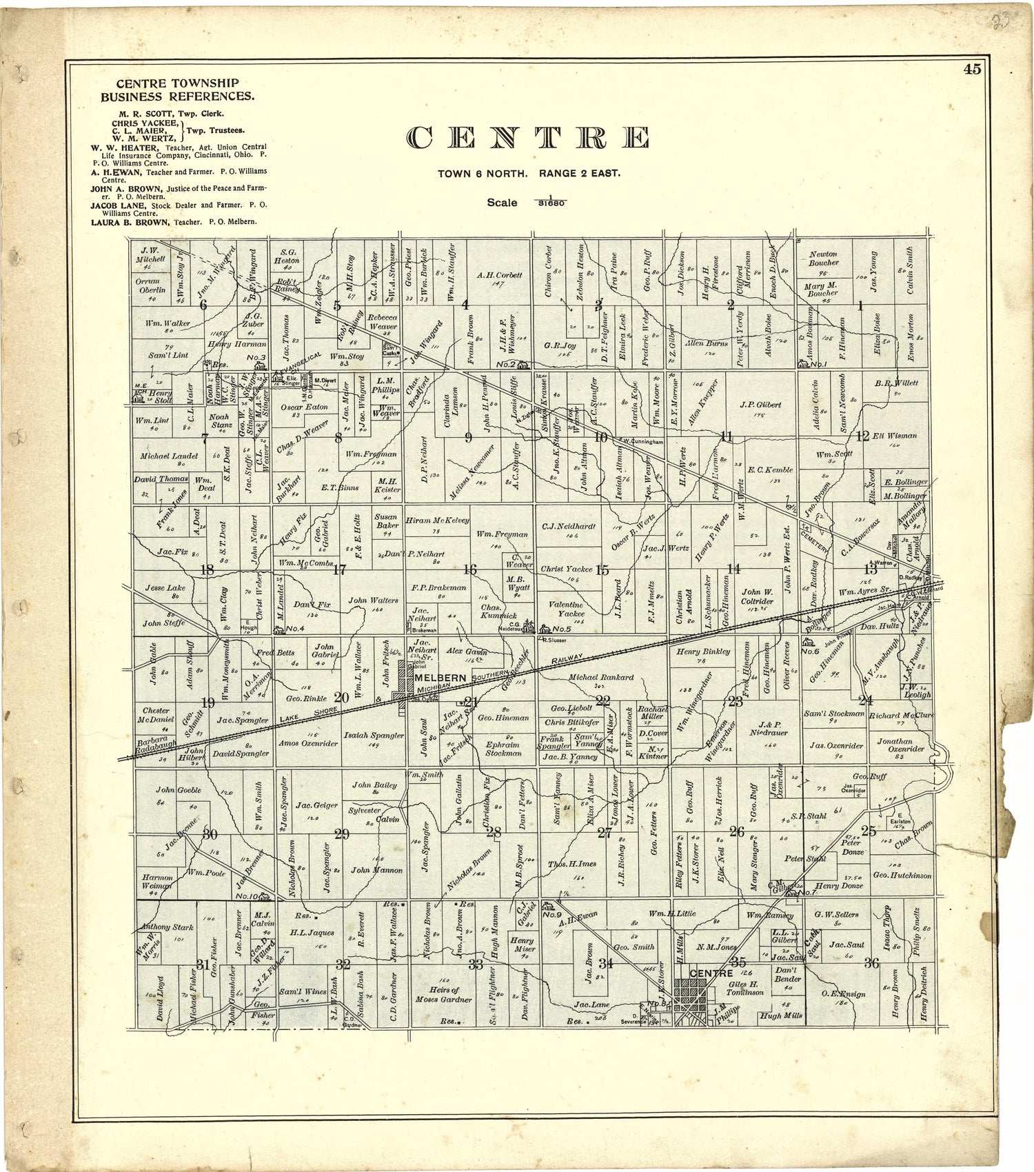 Centre from Atlas of Williams County, Ohio : from County Records, Plats and Surveys 1894 by Relic Map Company
