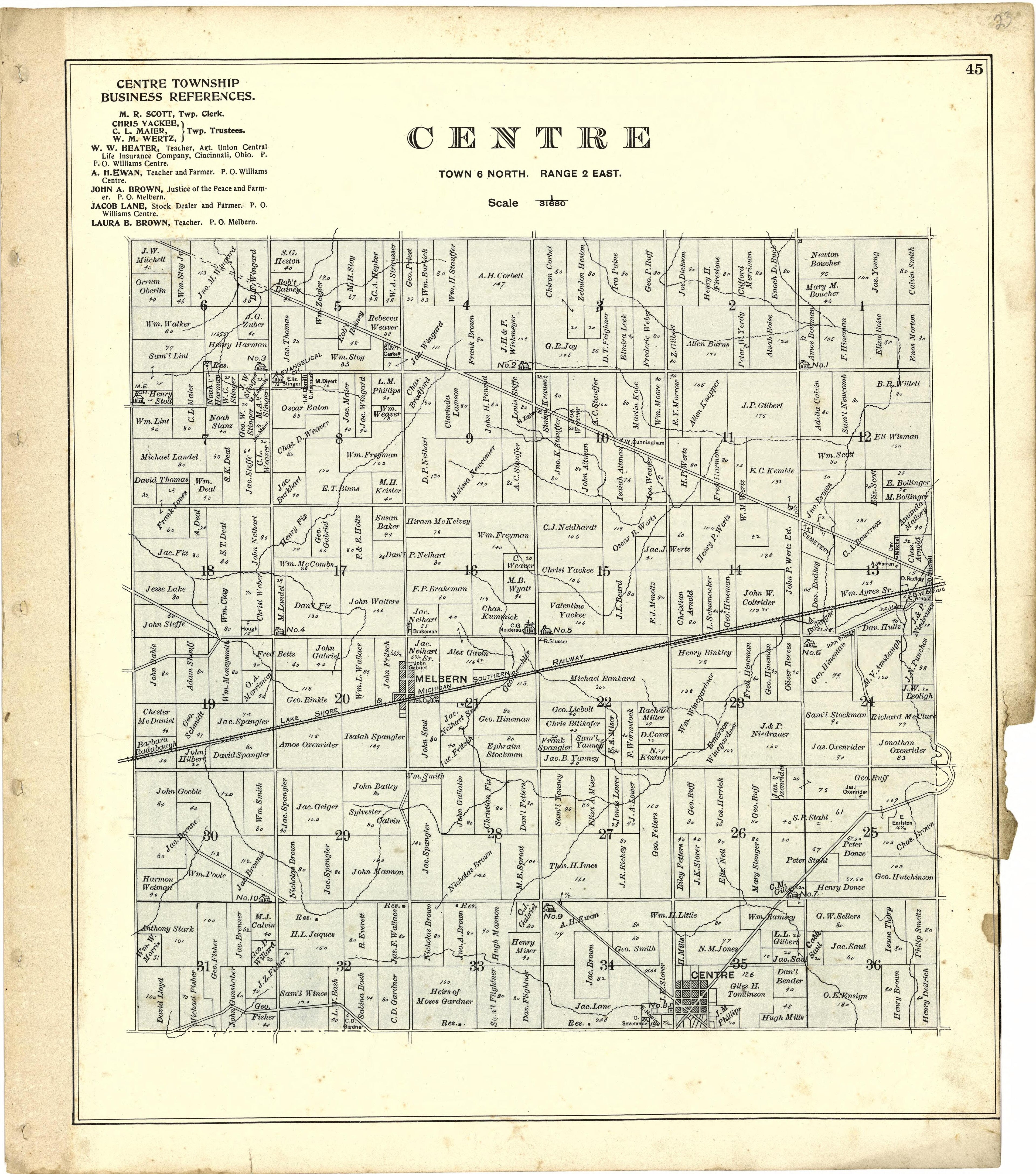 Centre from Atlas of Williams County, Ohio : from County Records, Plats and Surveys 1894 by Relic Map Company