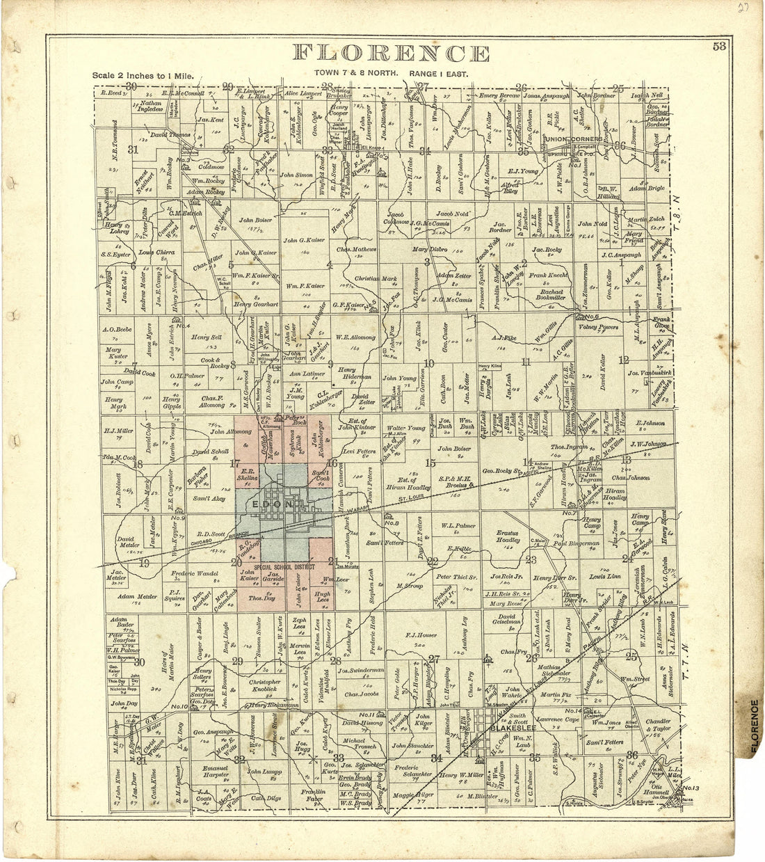 Florence from Atlas of Williams County, Ohio : from County Records, Plats and Surveys 1894 by Relic Map Company