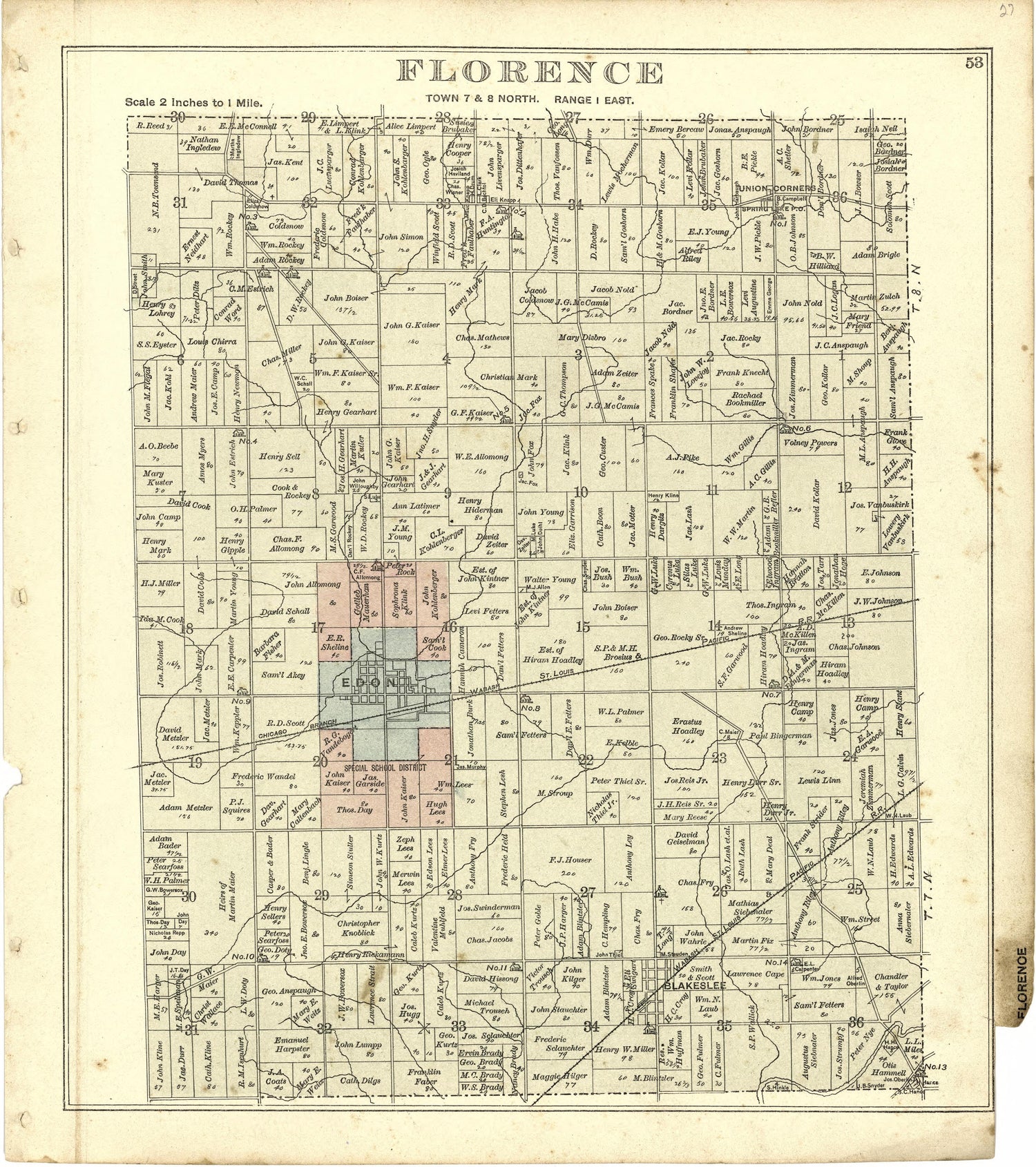 Florence from Atlas of Williams County, Ohio : from County Records, Plats and Surveys 1894 by Relic Map Company